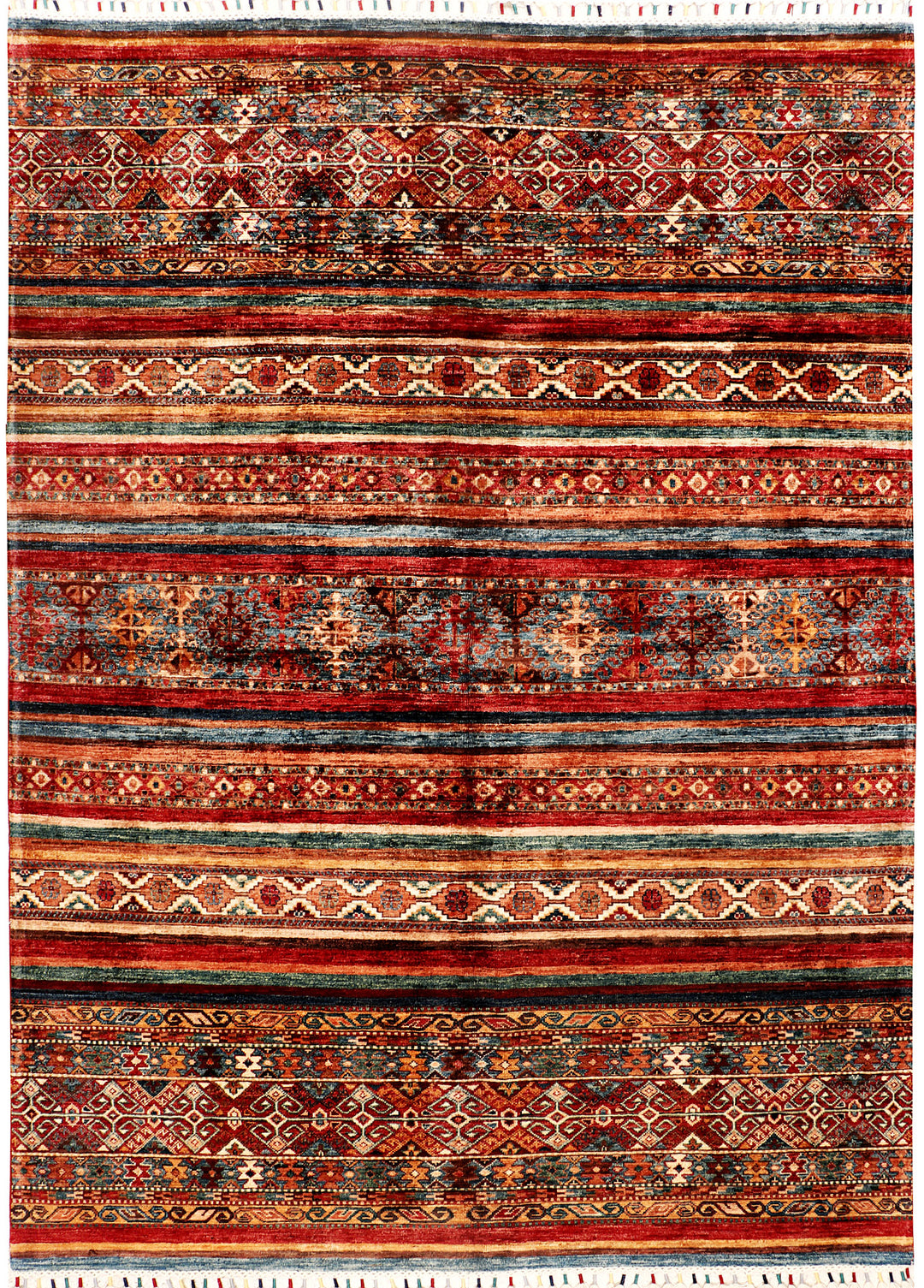 Afghan Kazak Rug 5' 8 x 7' 10 Hand-Knotted