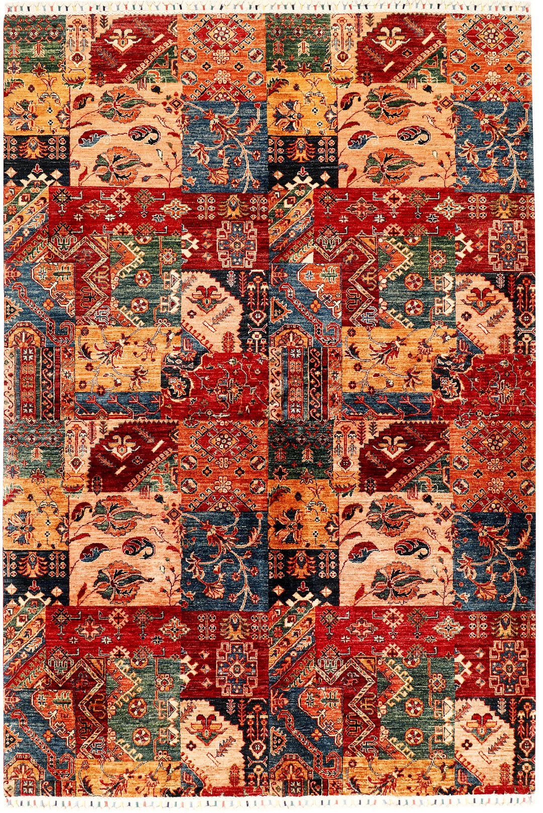 Afghan Kazak Rug 6' 8 x 9' 9 Hand-Knotted