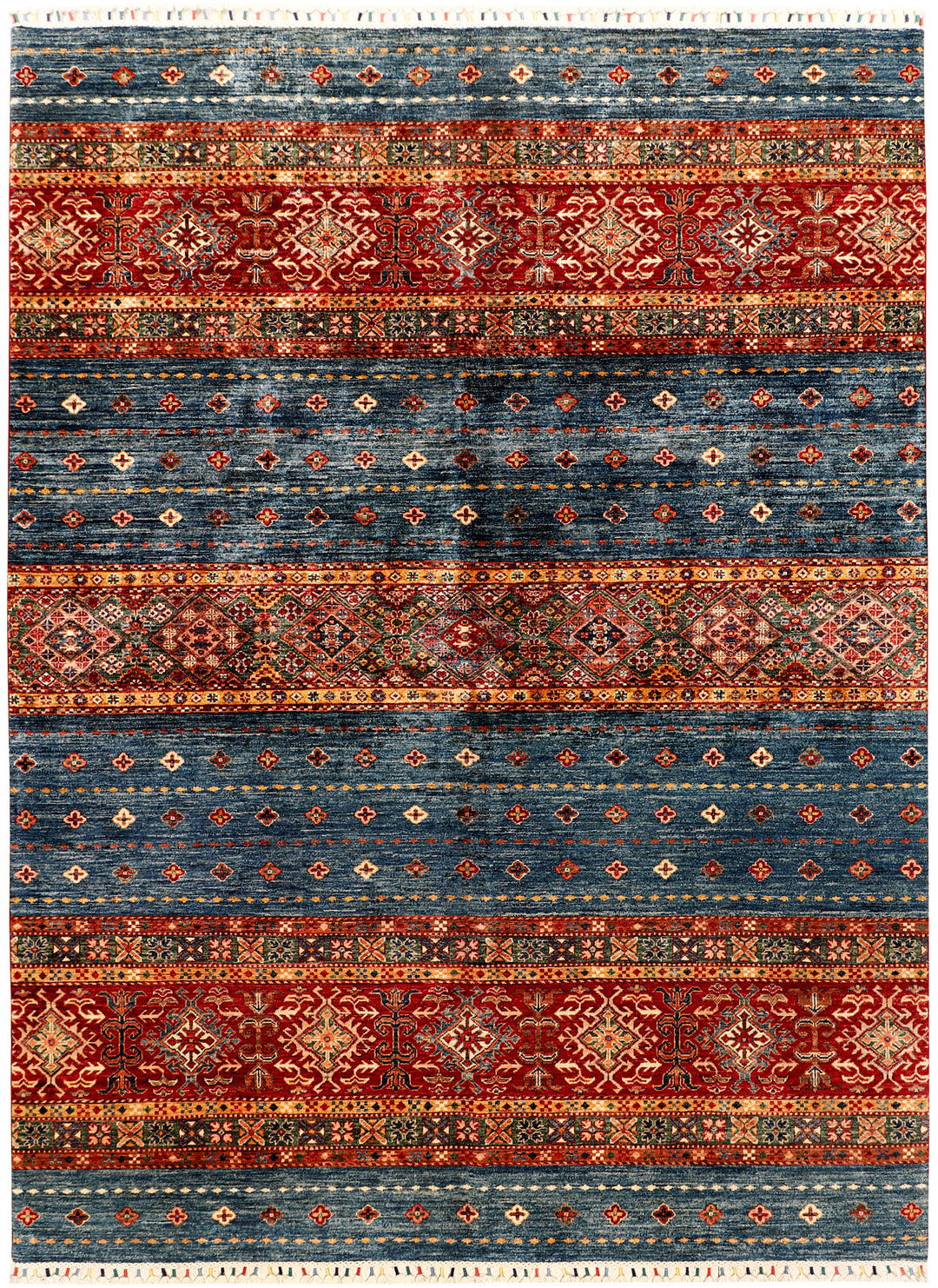 Afghan Kazak Rug 6'11" x 9'7" Hand-Knotted