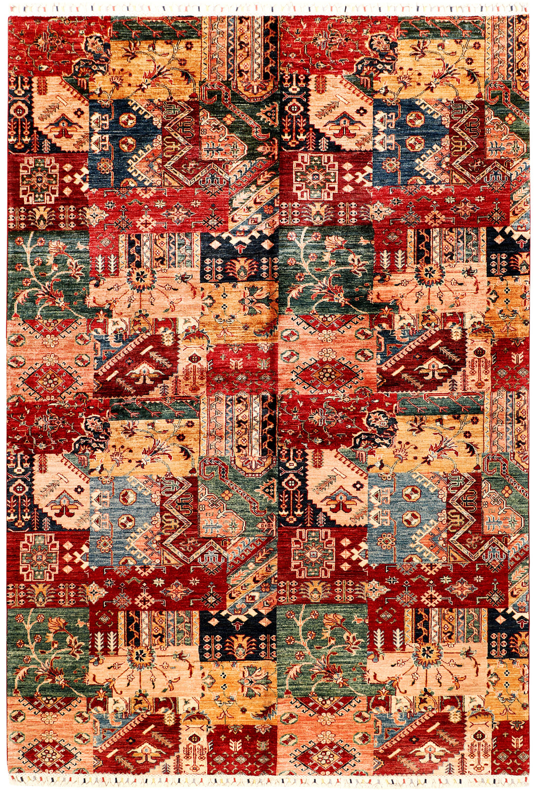 Afghan Kazak Rug 6'9" x 9'11" Hand-Knotted