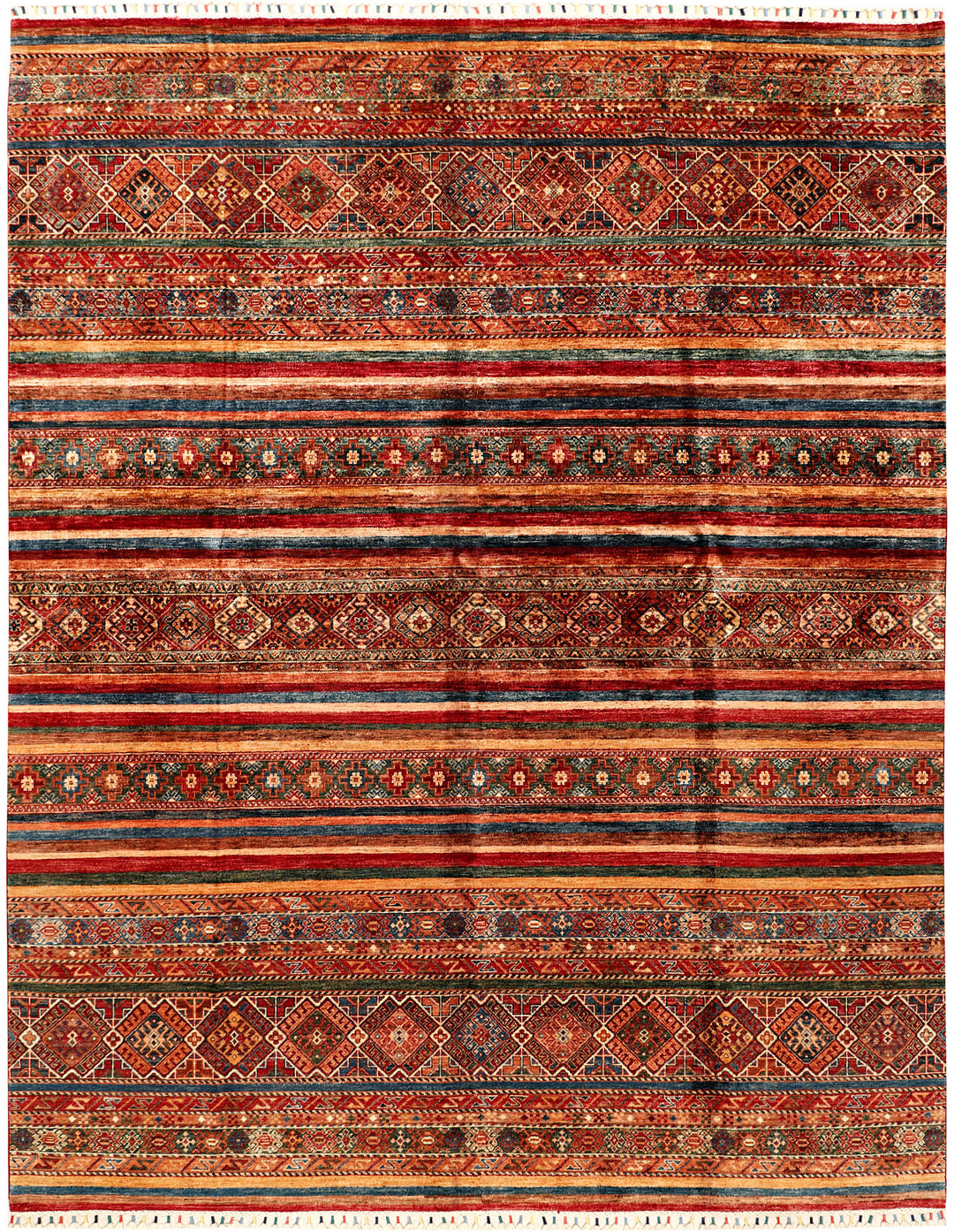 Afghan Kazak Rug 8' x 10' 1" Hand-Knotted