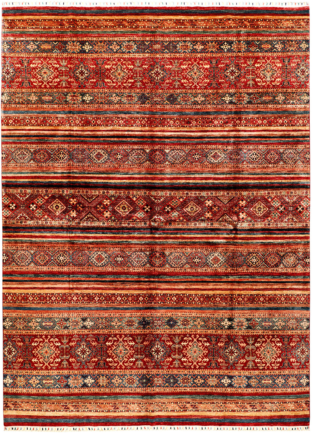 Afghan Kazak Rug 8' 10 x 11' 6 Hand-Knotted
