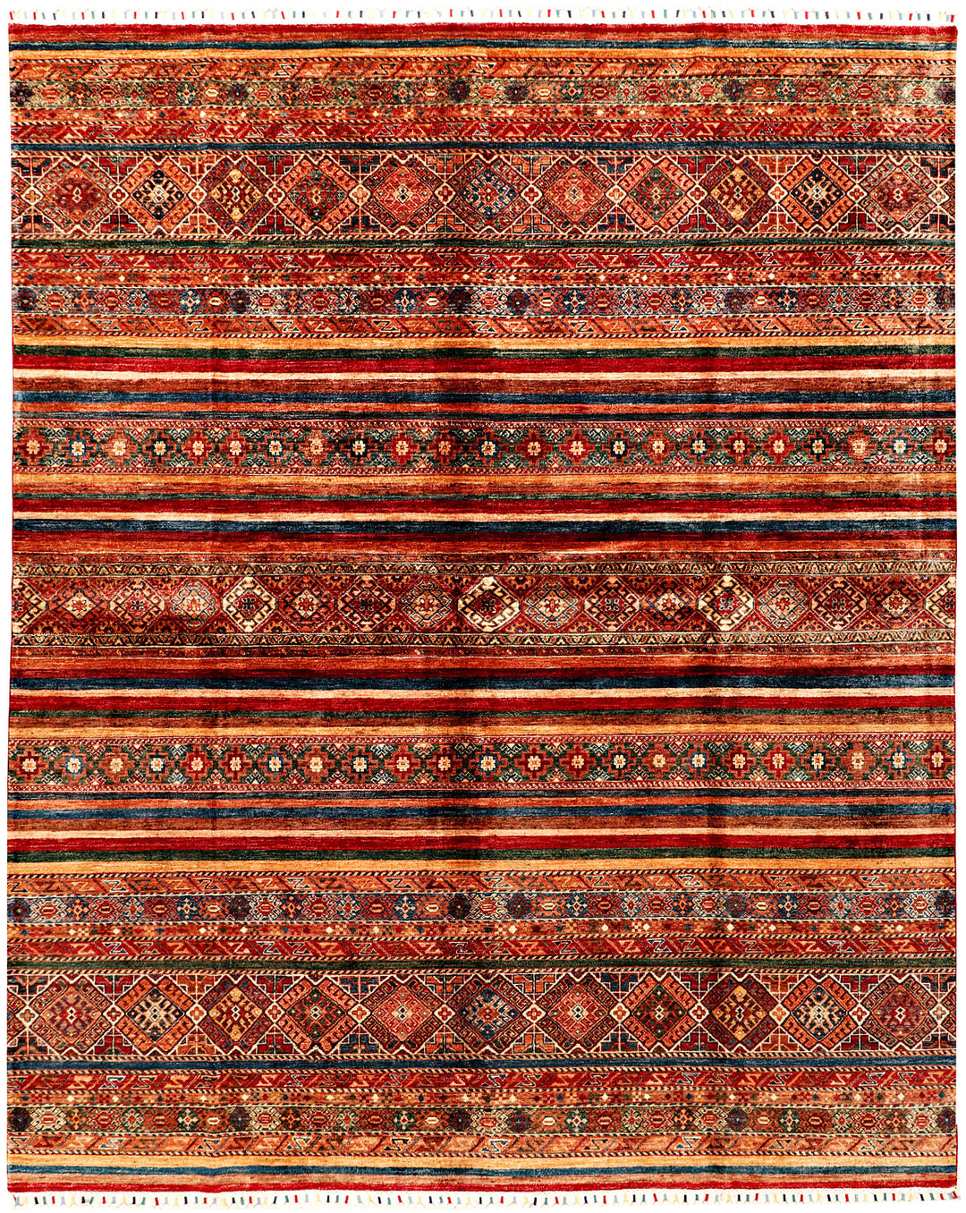 Afghan Kazak Rug 8'2" x 10'1" Hand-Knotted