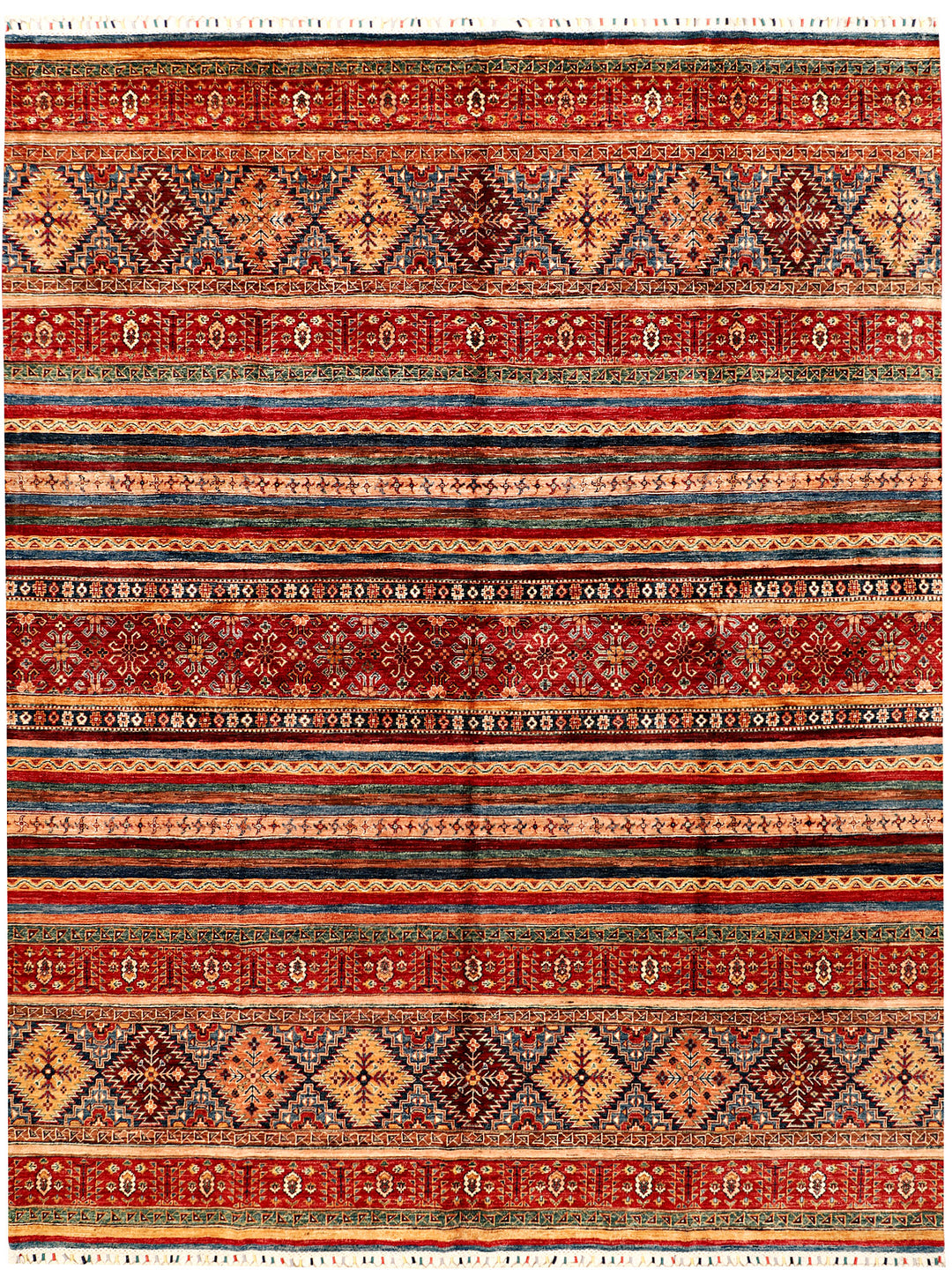 Afghan Kazak Rug 8' 1 x 10' 7 Hand-Knotted