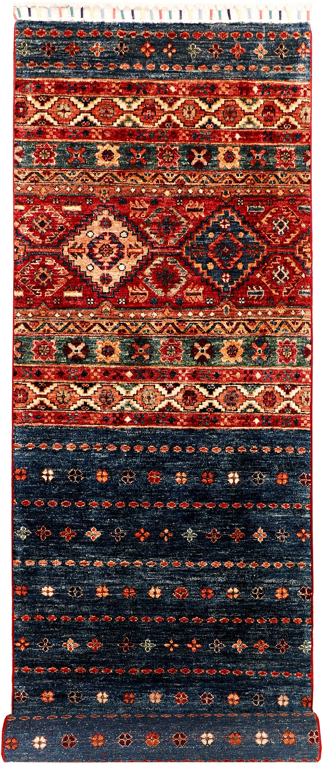 Afghan Kazak Rug 2' 7" x 9' 10" Hand-Knotted