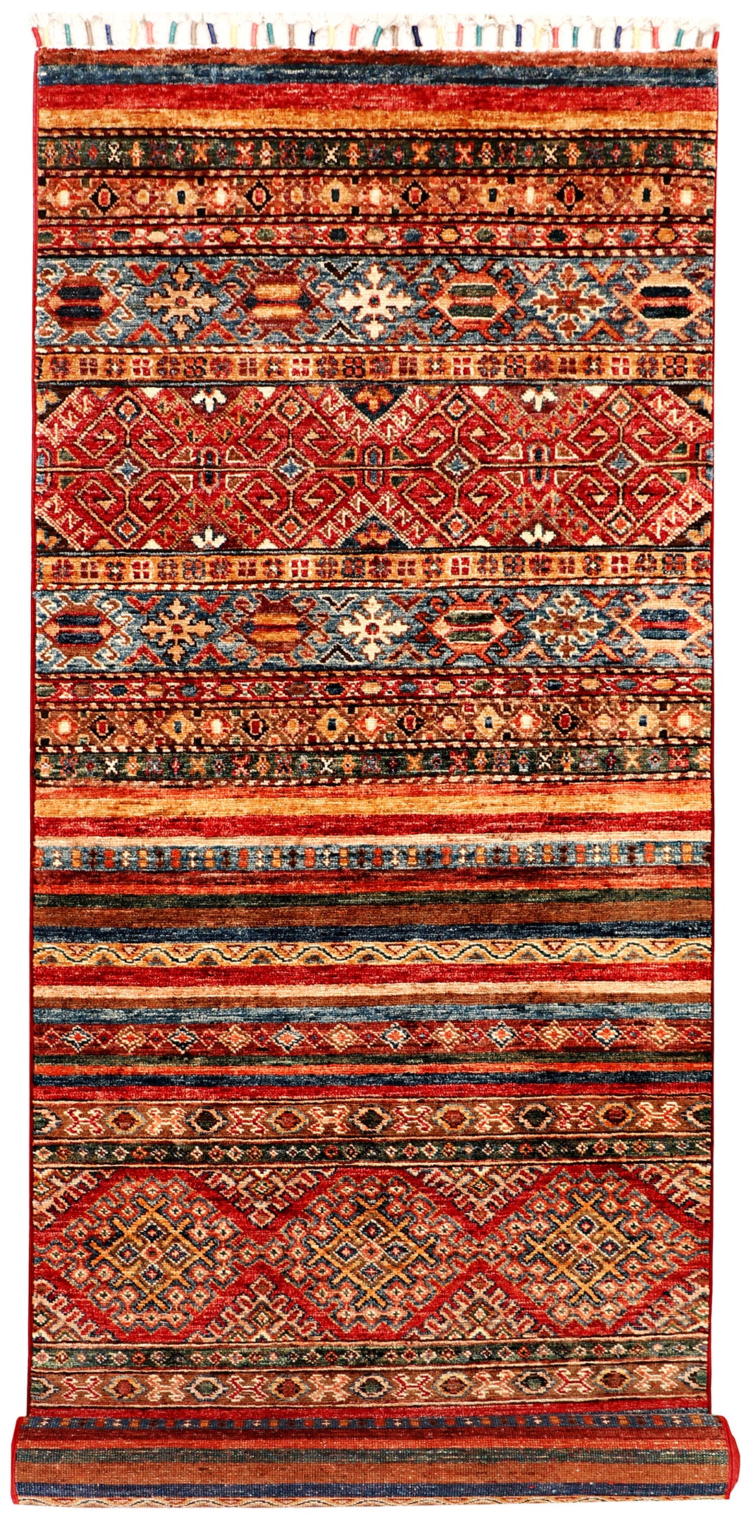 Afghan Kazak Rug 2' 7 x 9' 9 Hand-Knotted