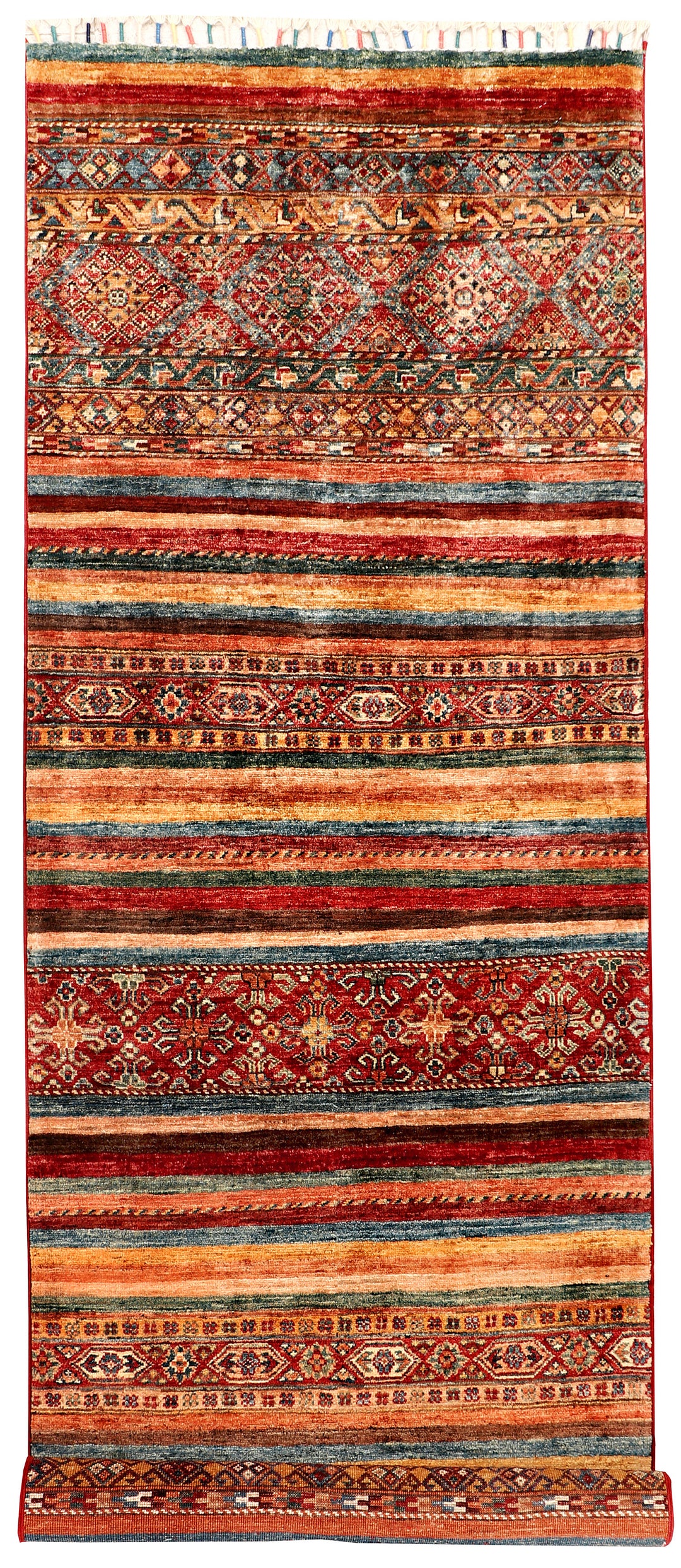 Afghan Kazak Rug 2' 10 x 7' 9 Hand-Knotted