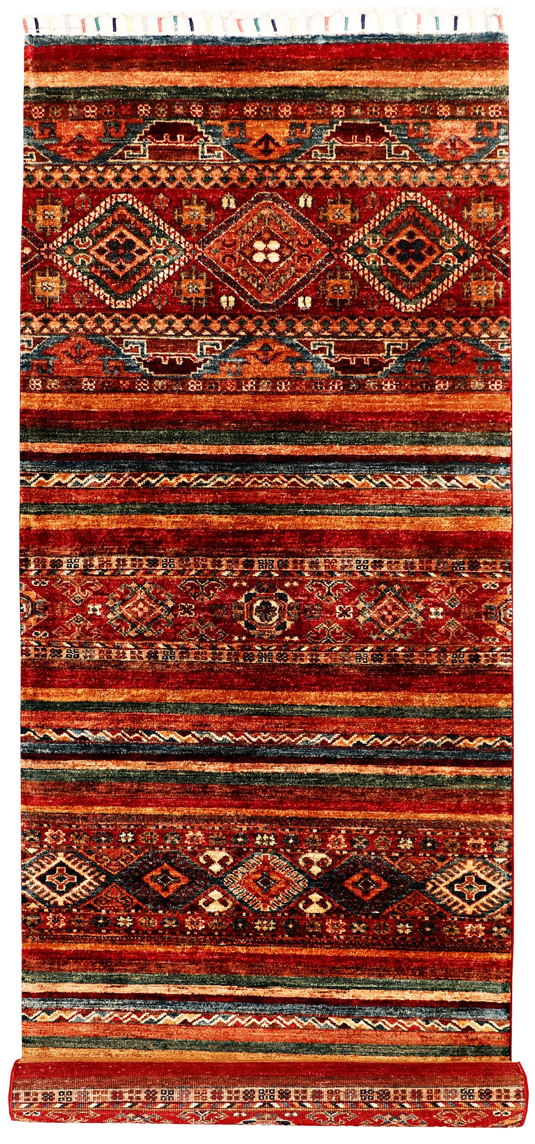 Afghan Kazak Rug 2' 8" x 9' 4" Hand-Knotted