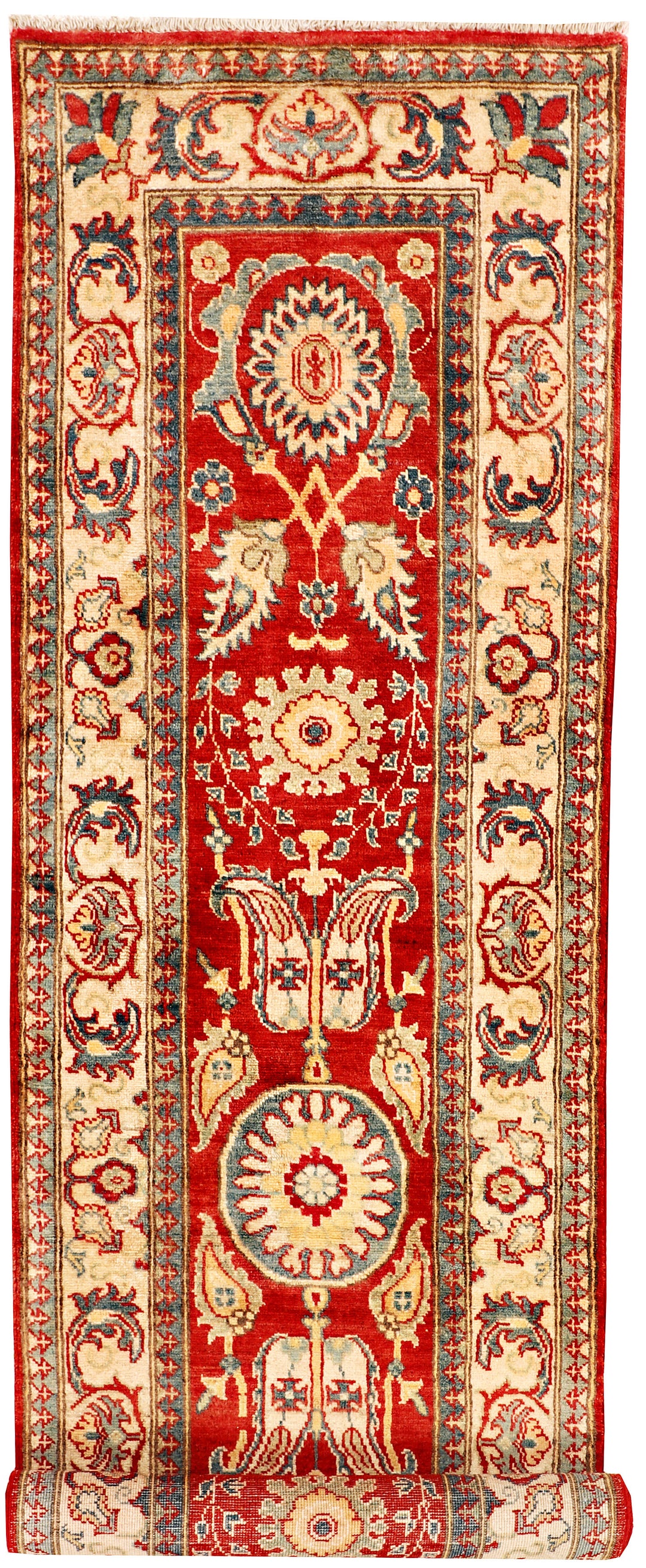 Red Afghan Kazak Rug 2' 5 x 9' 7 Hand-Knotted