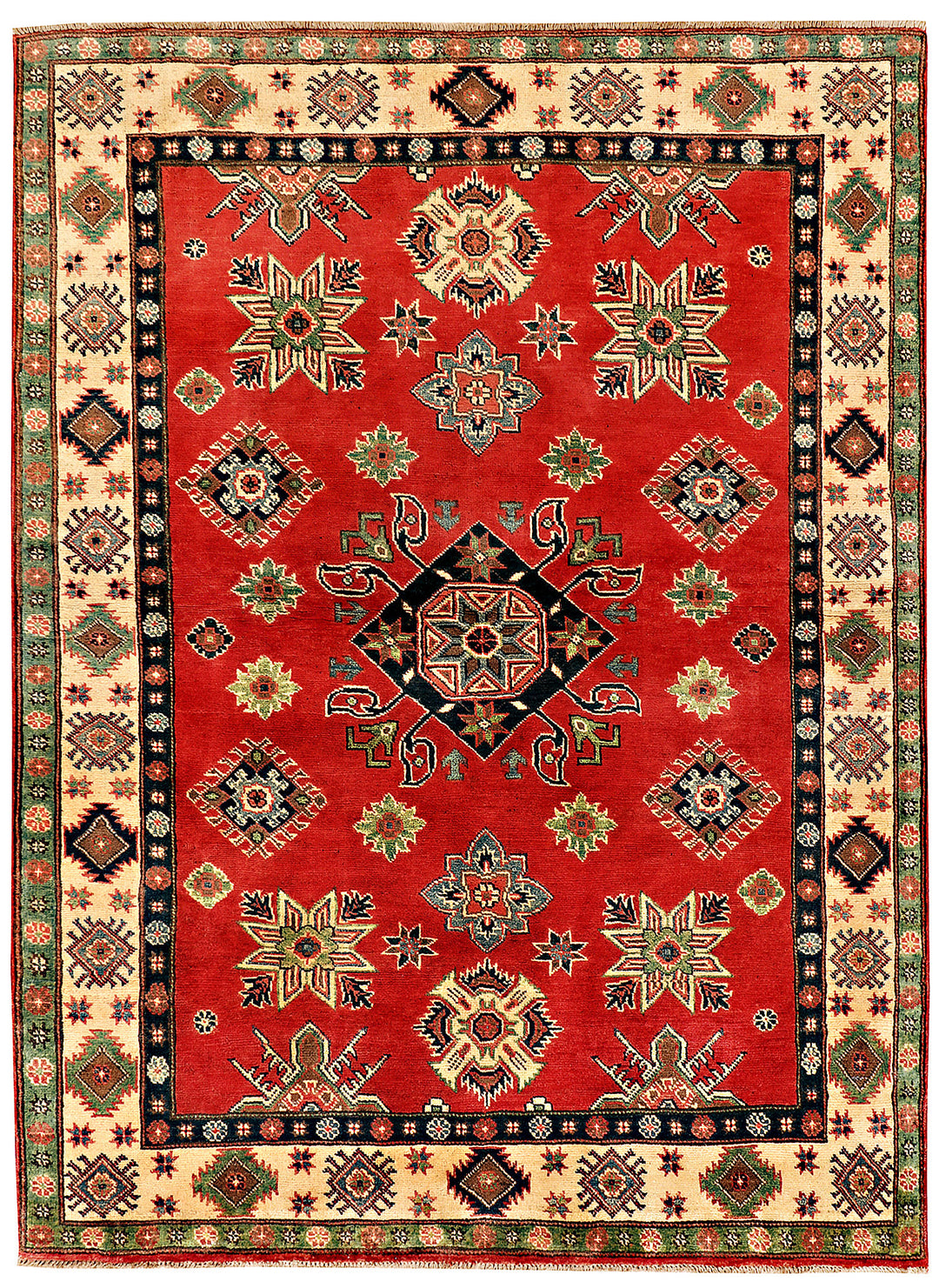 Red Kazak Rug 5' x 6' 9" Hand-Knotted