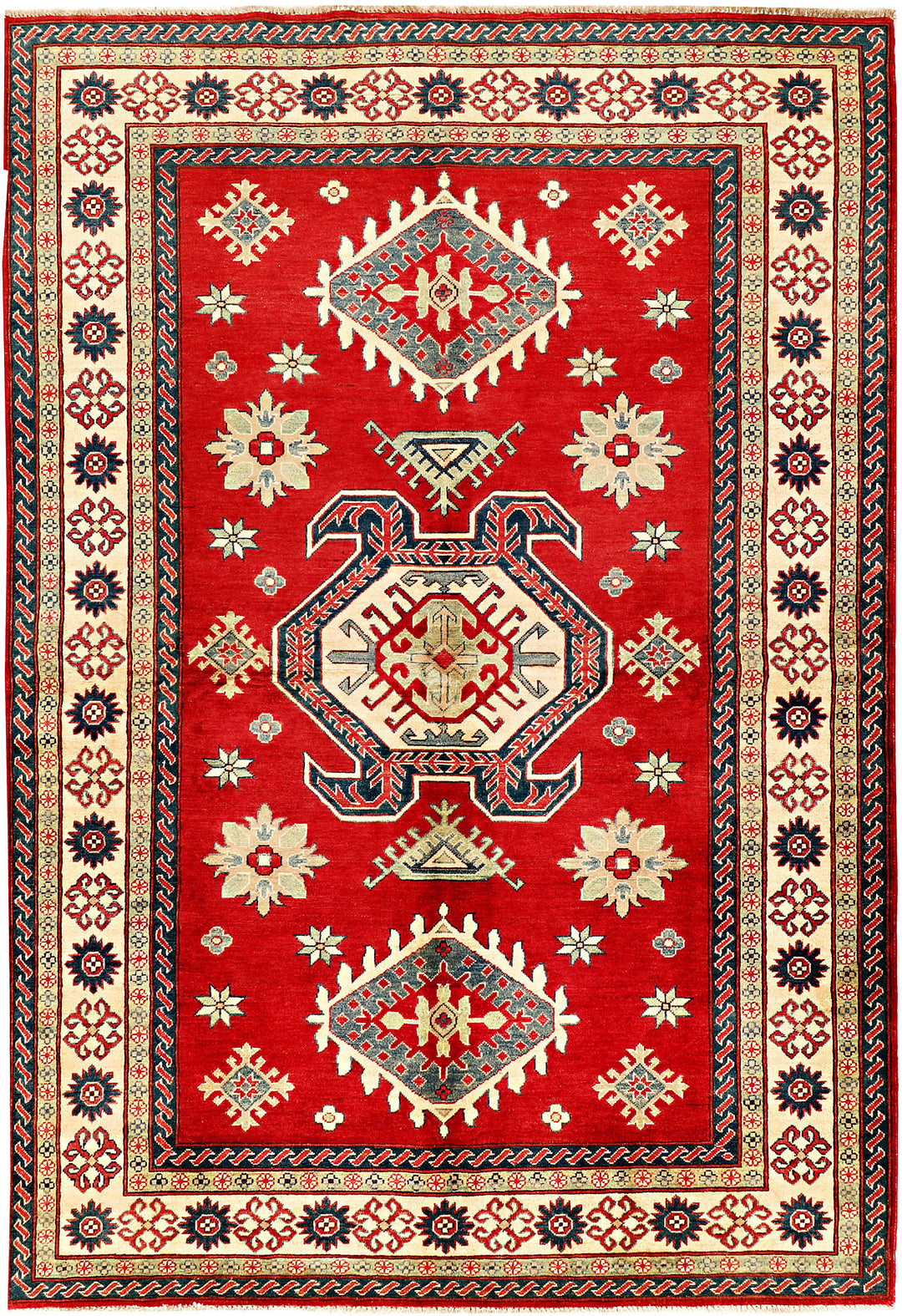 Red Kazak Rug 6' 5 x 9' 7 Hand-Knotted