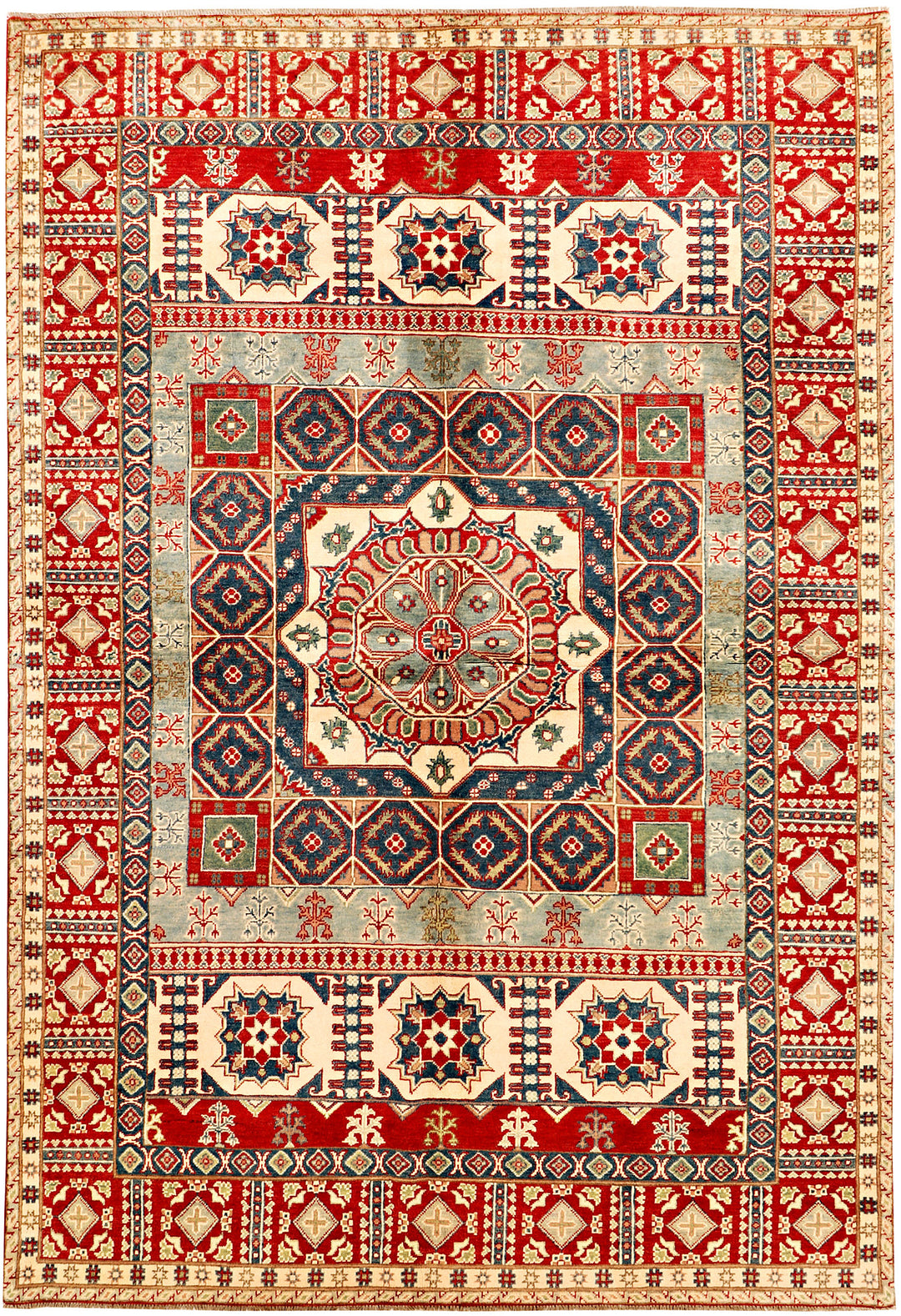 Afghan Mamluk Rug 6' 7 x 9' 8 Hand-Knotted
