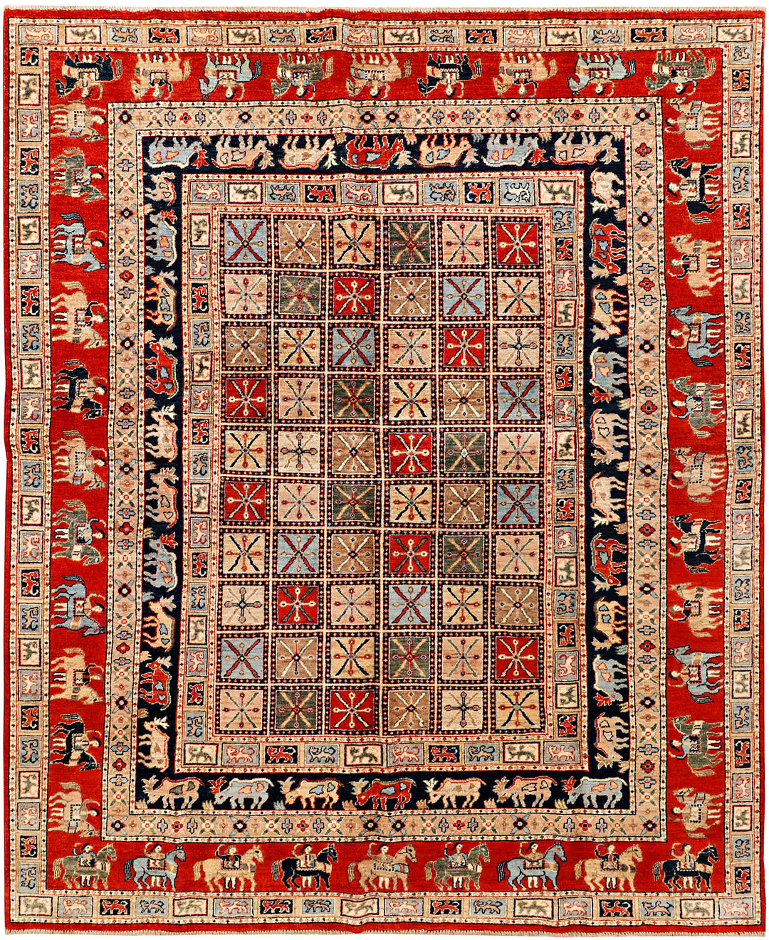 Afghan Ziegler Rug 7'10" x 9'7" Hand-Knotted