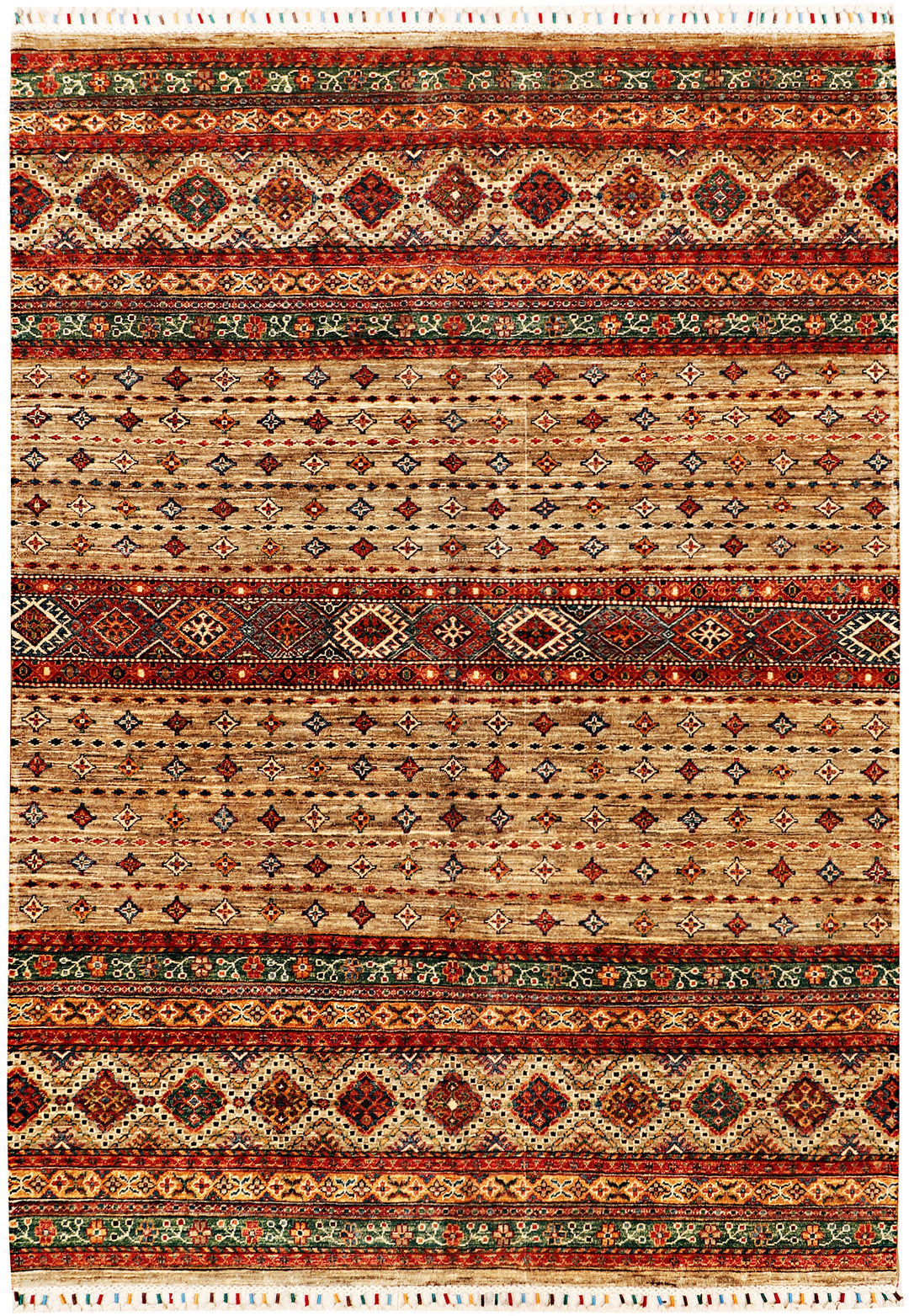 Afghan Kazak Rug 5' 9 x 8' 4 Hand-Knotted