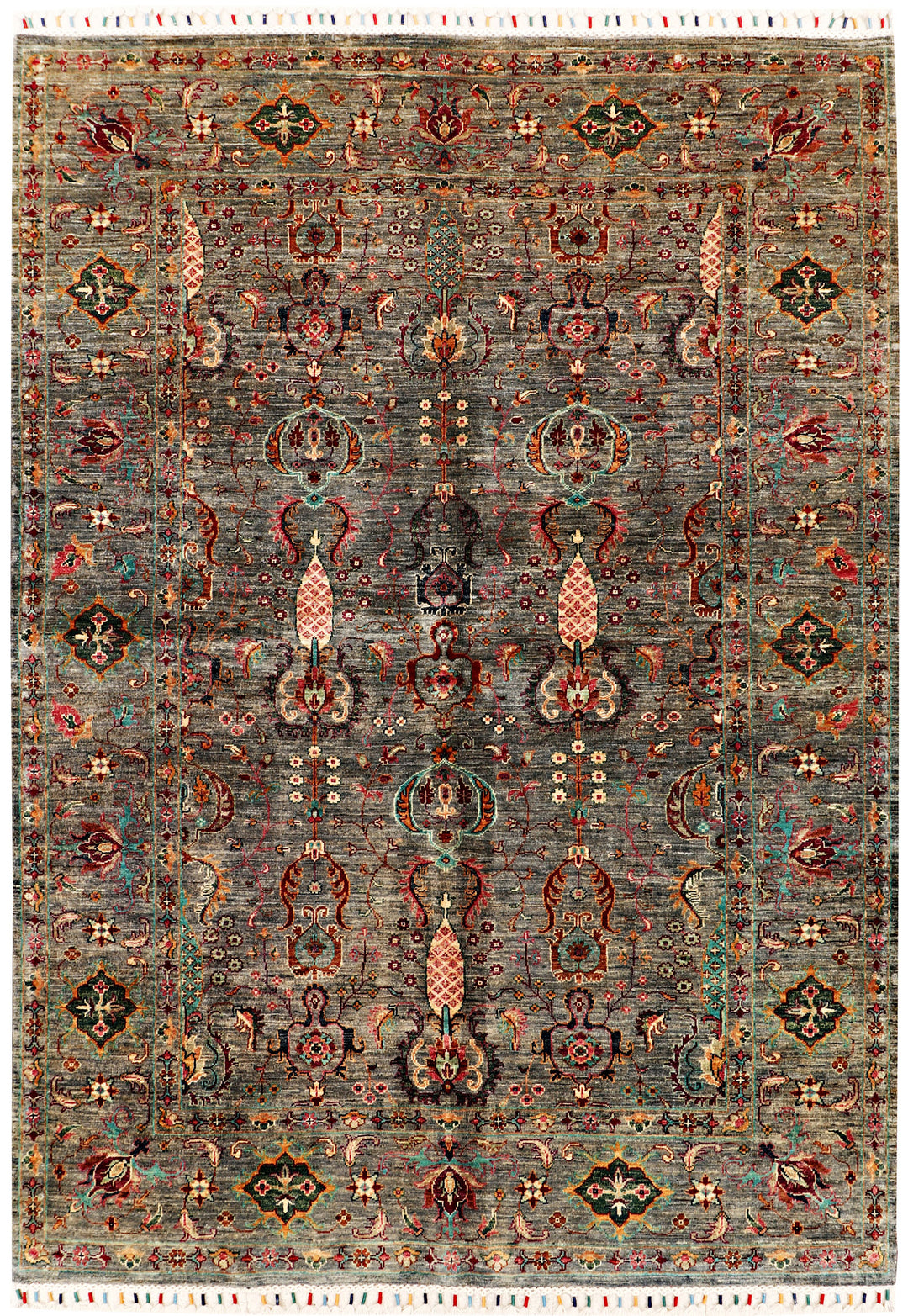Afghan Kazak Rug 5' 9 x 8' Hand-Knotted