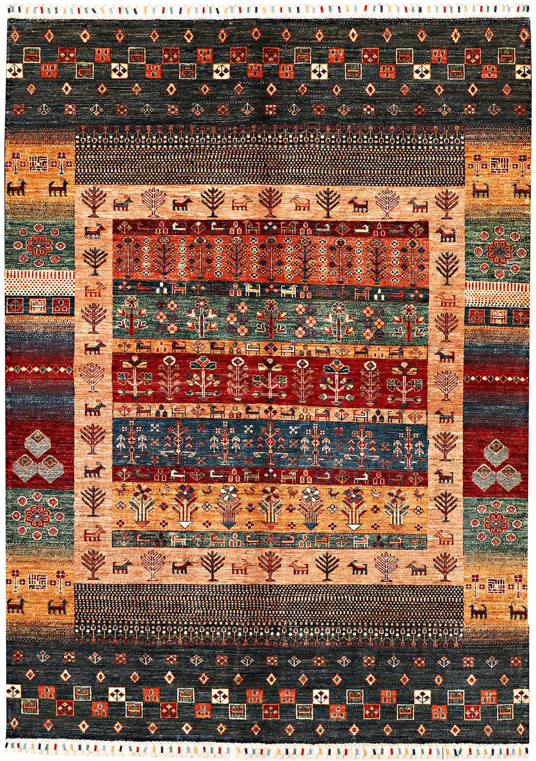 Afghan Kazak Rug 5' 8 x 7' 11 Hand-Knotted