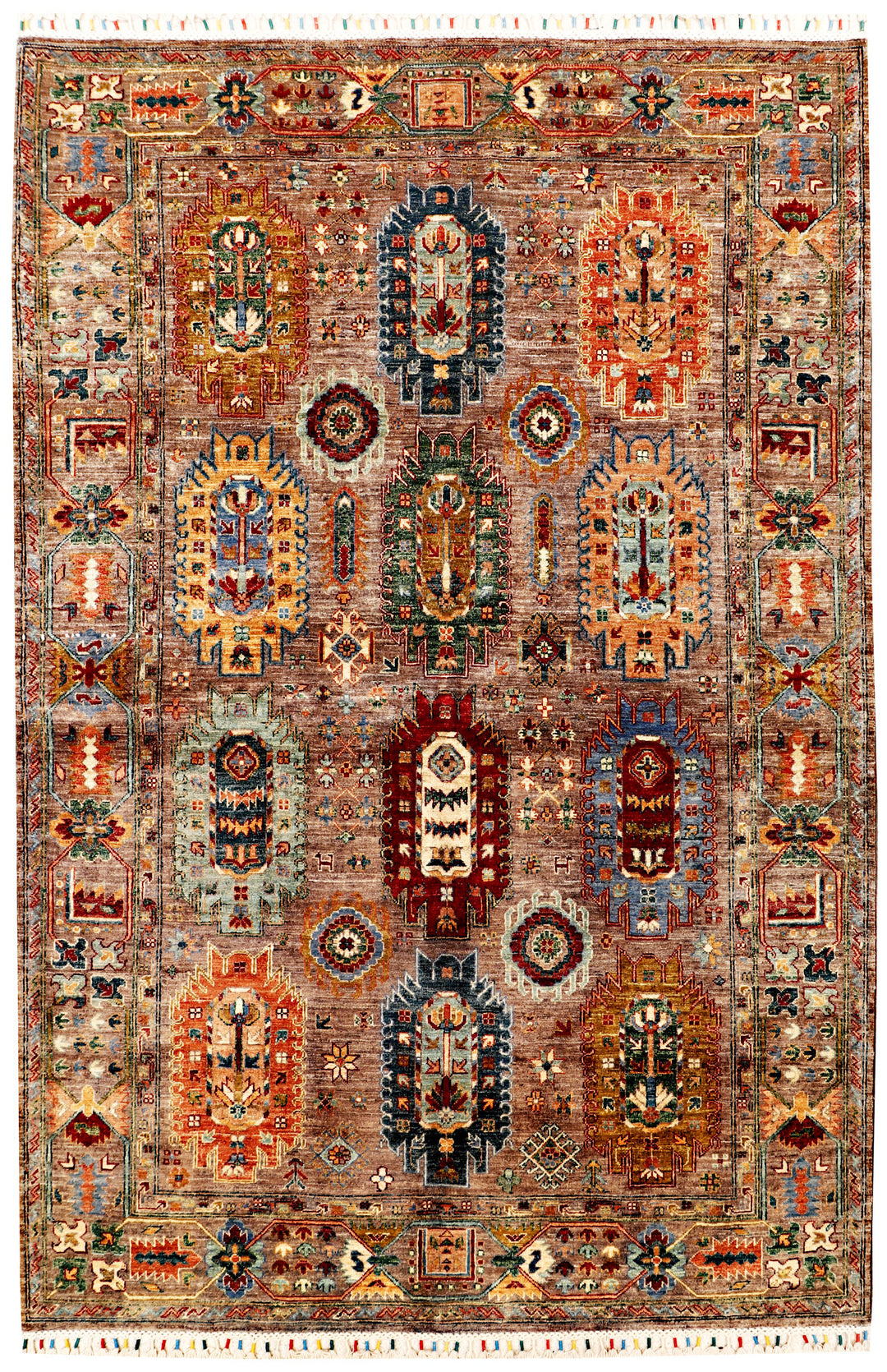 Afghan Kazak Rug 5' 7 x 8' 5 Hand-Knotted