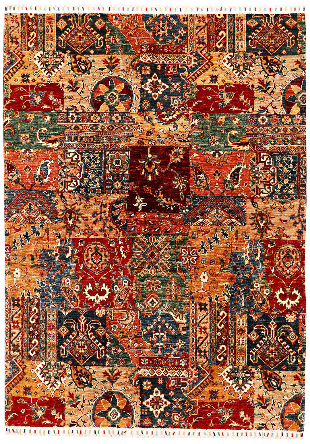 Afghan Kazak Rug 5' 8 x 7' 9 Hand-Knotted