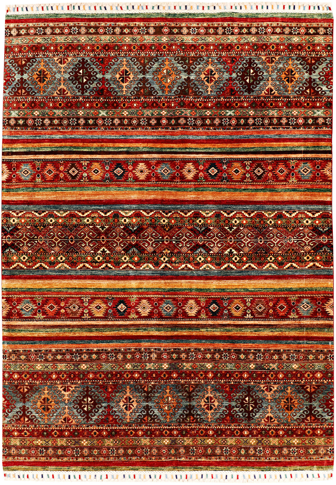 Afghan Kazak Rug 5' 6 x 7' 9 Hand-Knotted