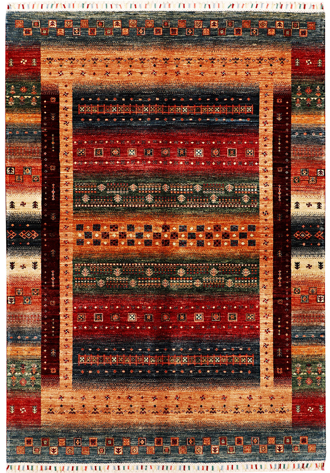 Afghan Kazak Rug 5' 9 x 7' 10 Hand-Knotted