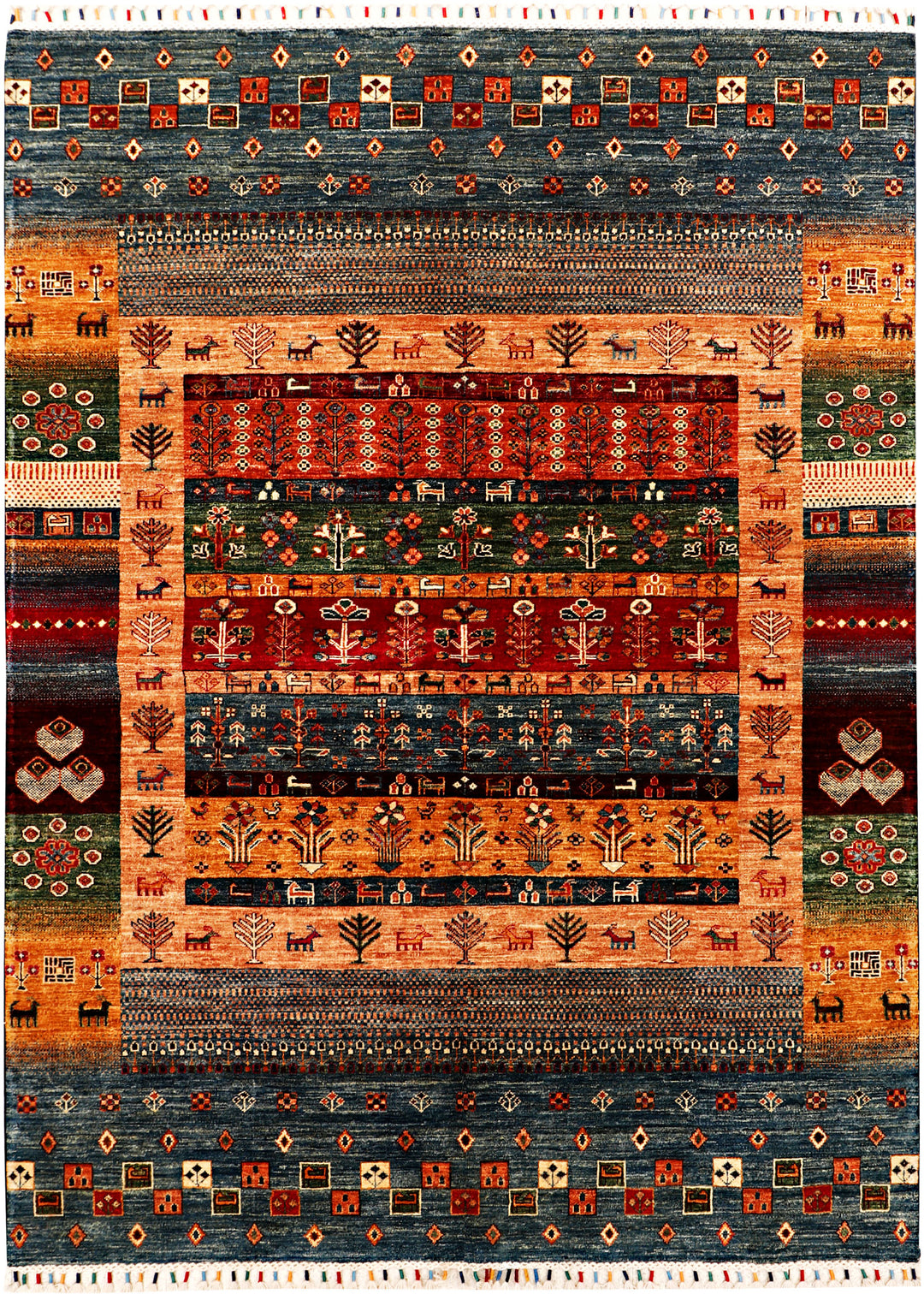 Afghan Kazak Rug 5' 9 x 7' 10 Hand-Knotted