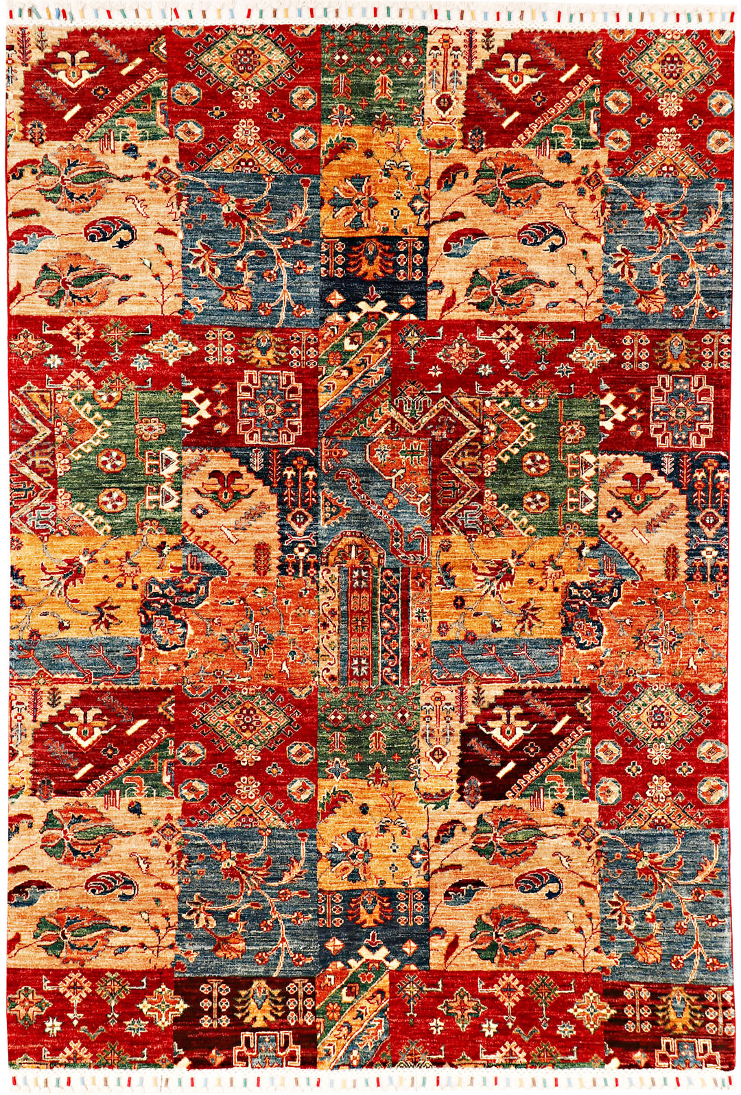Afghan Kazak Rug 5' 8 x 7' 7 Hand-Knotted