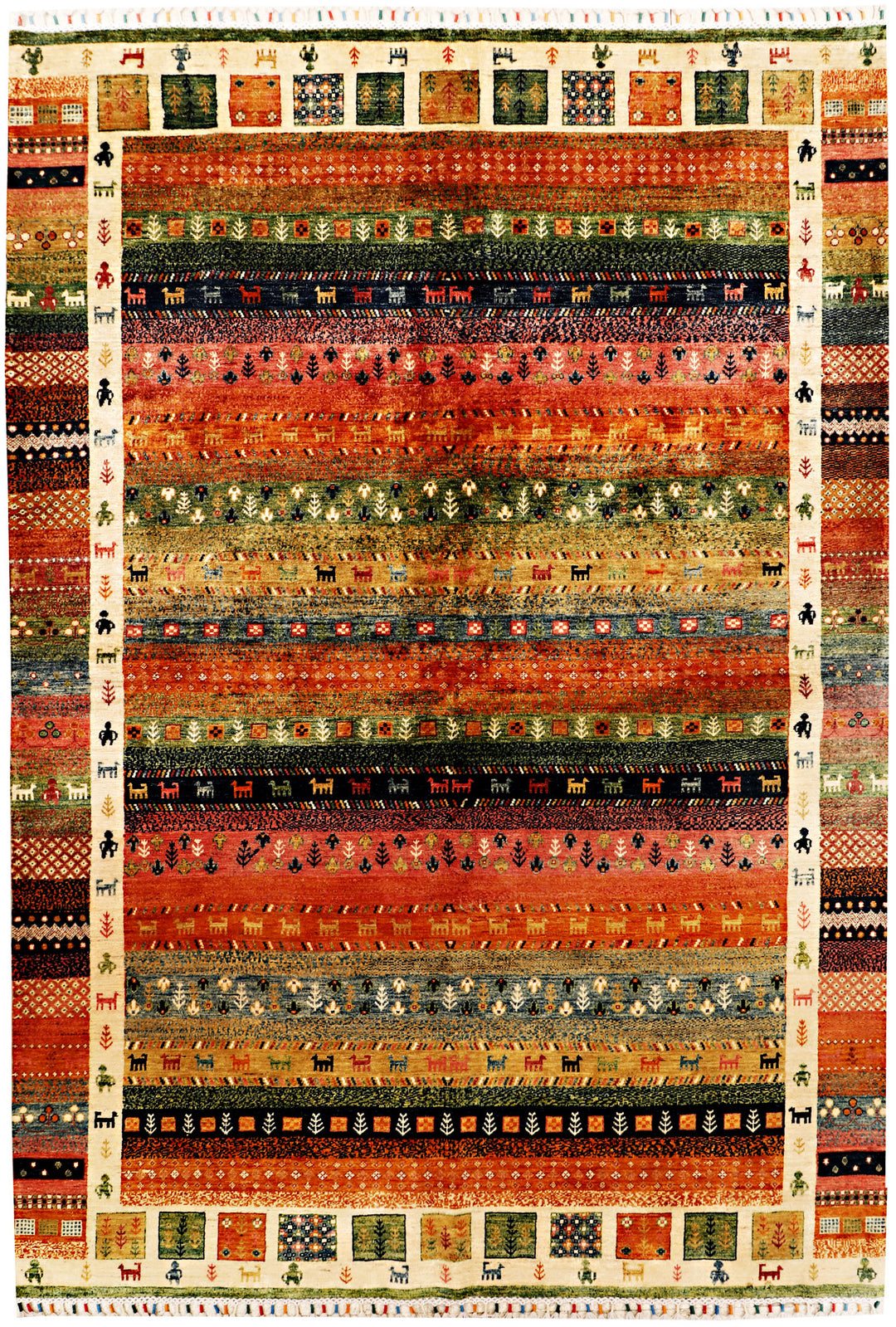 Afghan Kazak Rug 6' 7 x 9' 7 Hand-Knotted