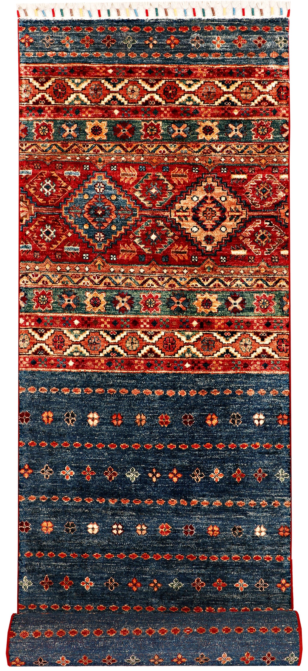 Afghan Kazak Rug 2' 7 x 9' 11 Hand-Knotted