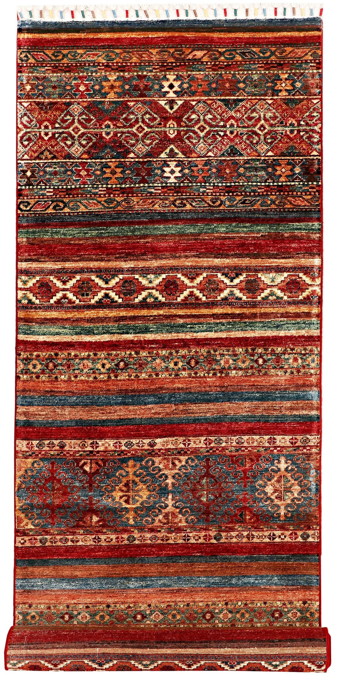 Afghan Kazak Rug 2' 9 x 8' 5 Hand-Knotted