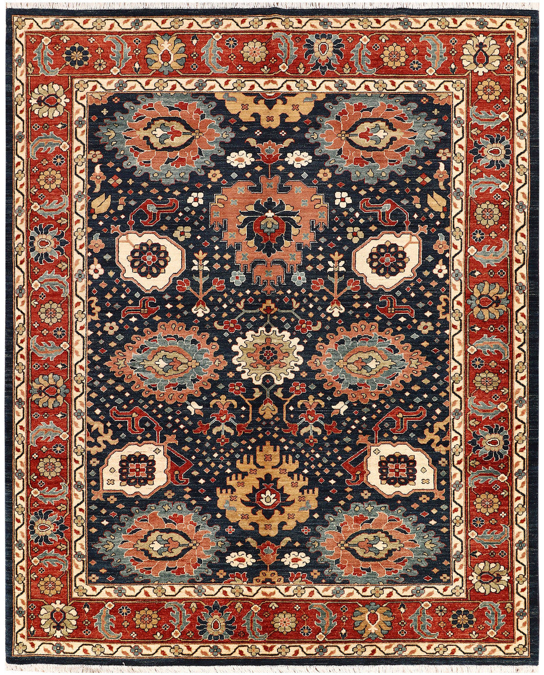 Afghan Ziegler Rug 8' x 9' 11 Hand-Knotted