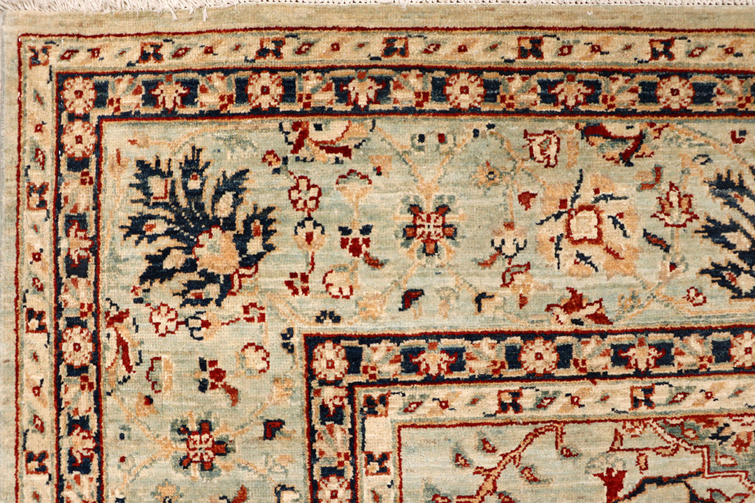 Tan Afghan Ziegler Rug 8'2" x 9'9" Hand-Knotted
