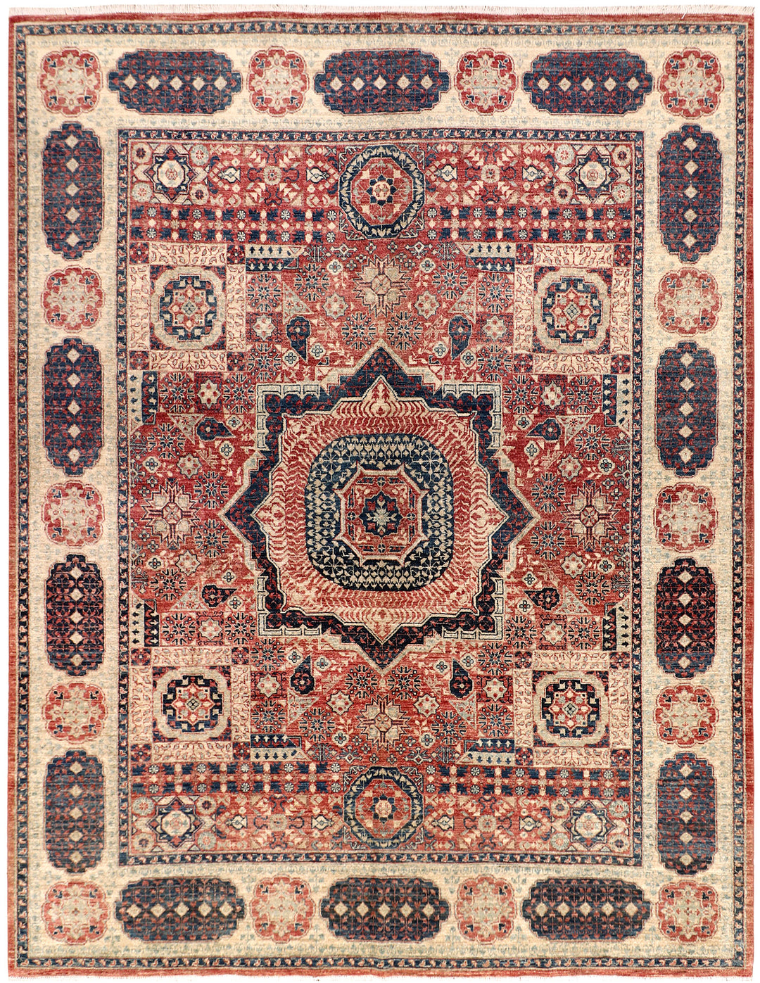 Afghan Mamluk Rug 7' 11 x 10' 1 Hand-Knotted