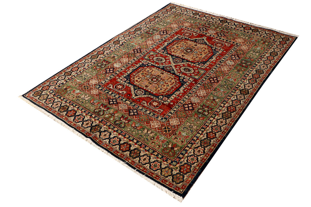 Afghan Mamluk Rug 4'11" x 6'5" Hand-Knotted