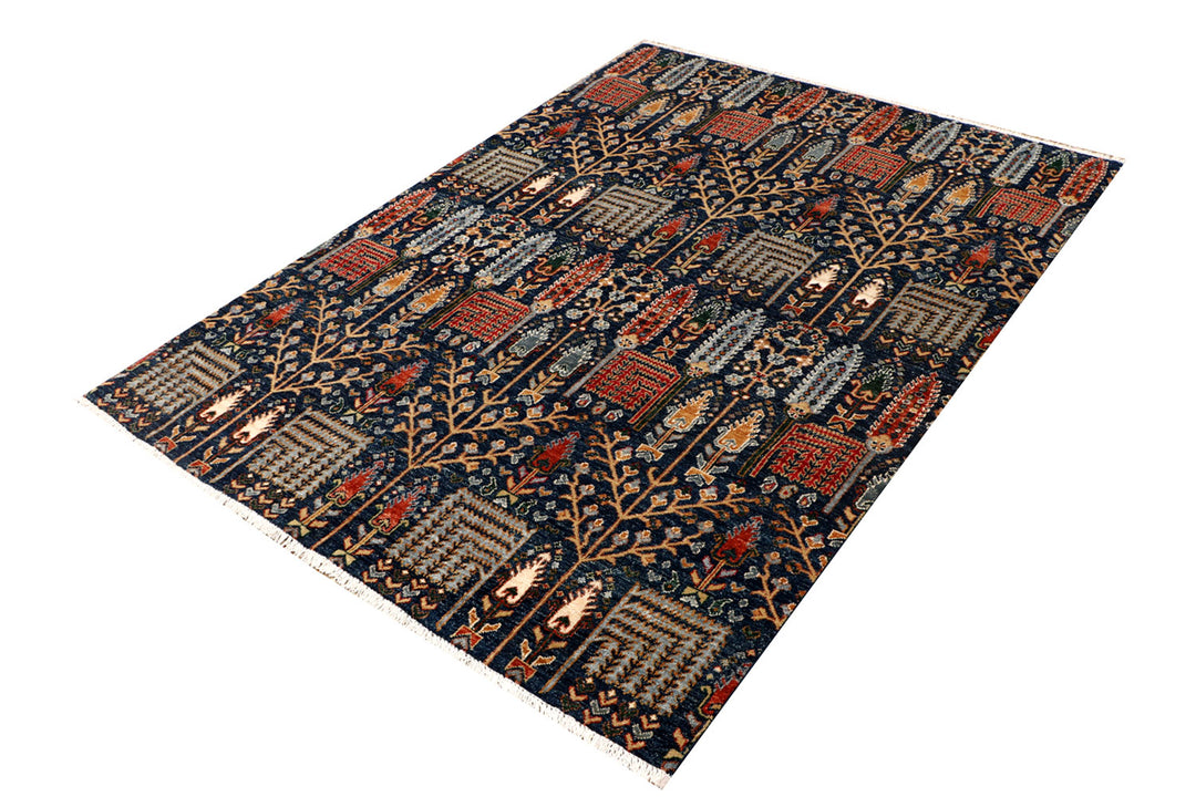 Midnight Blue Ikat 4' 11 x 6' 7 - No. 71486