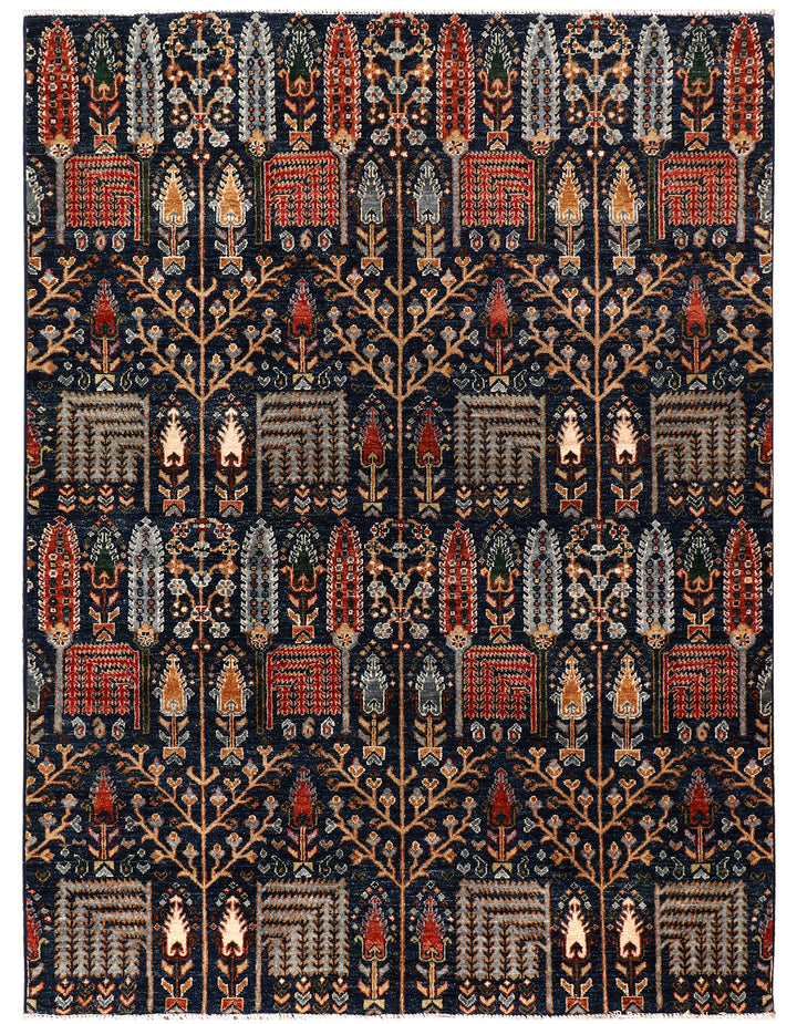 Midnight Blue Ikat 4' 11 x 6' 7 - No. 71486