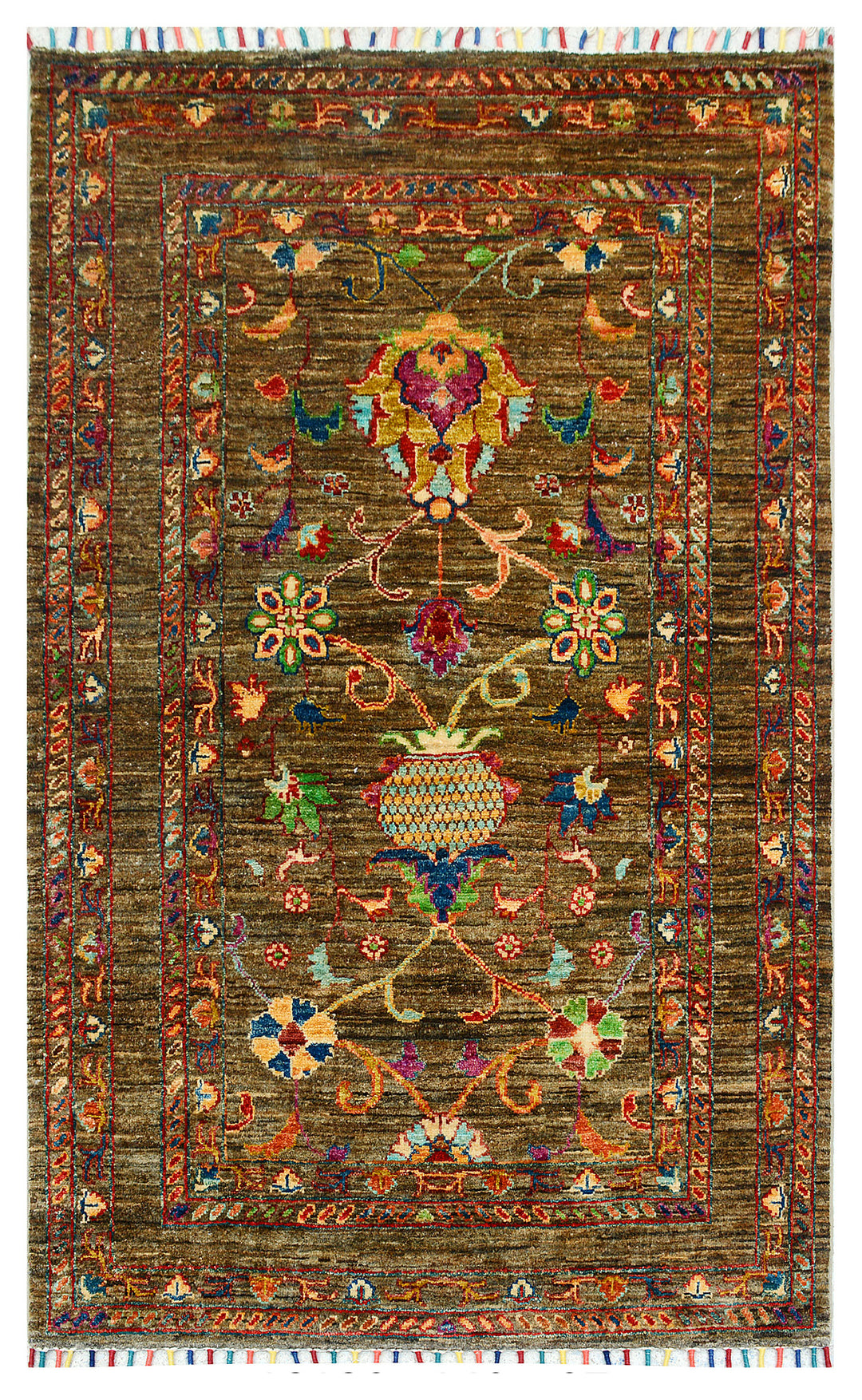 Afghan Kazak Rug 3' 2 x 4' 7 Hand-Knotted