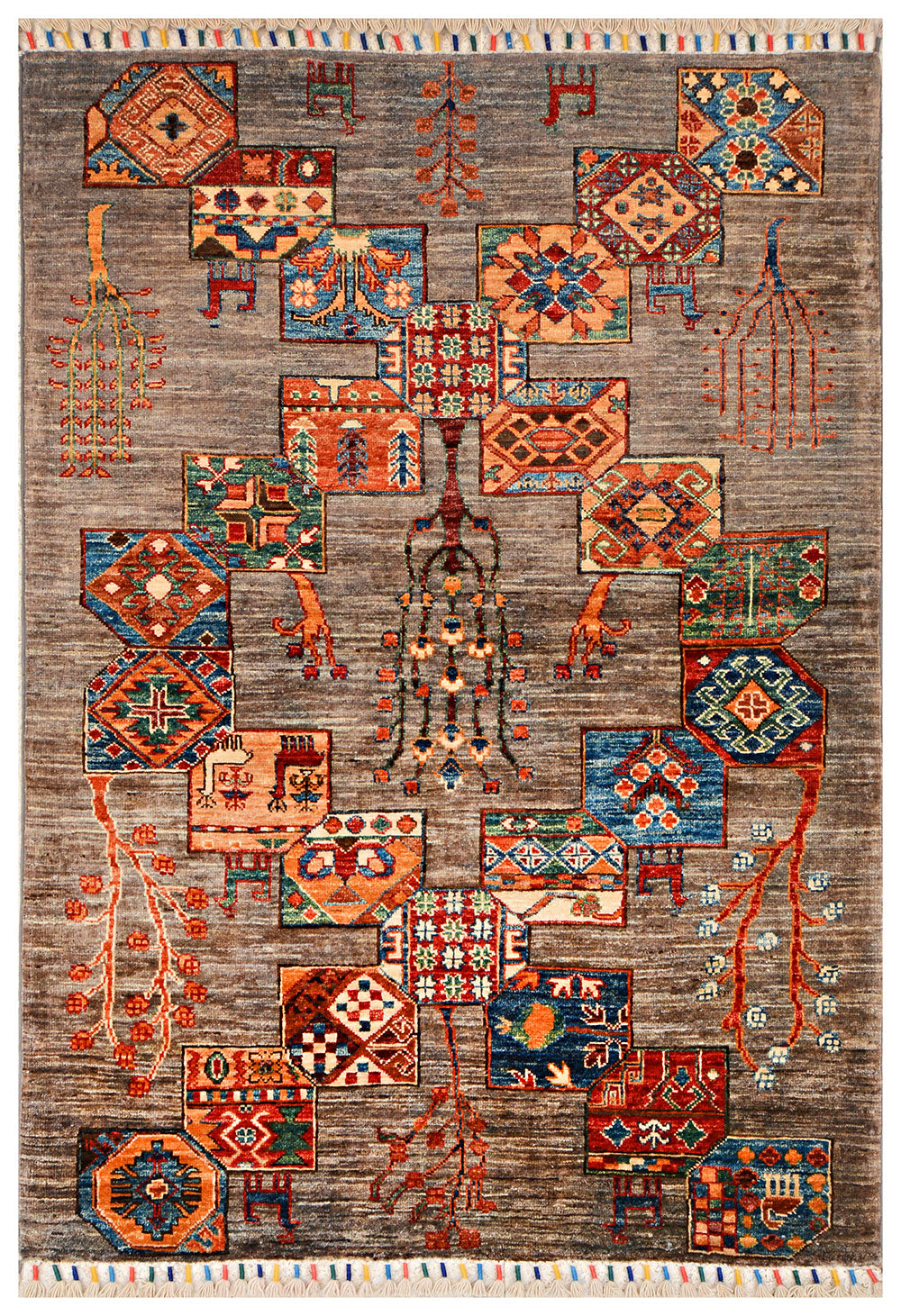 Afghan Kazak Rug 3' 6 x 5' Hand-Knotted