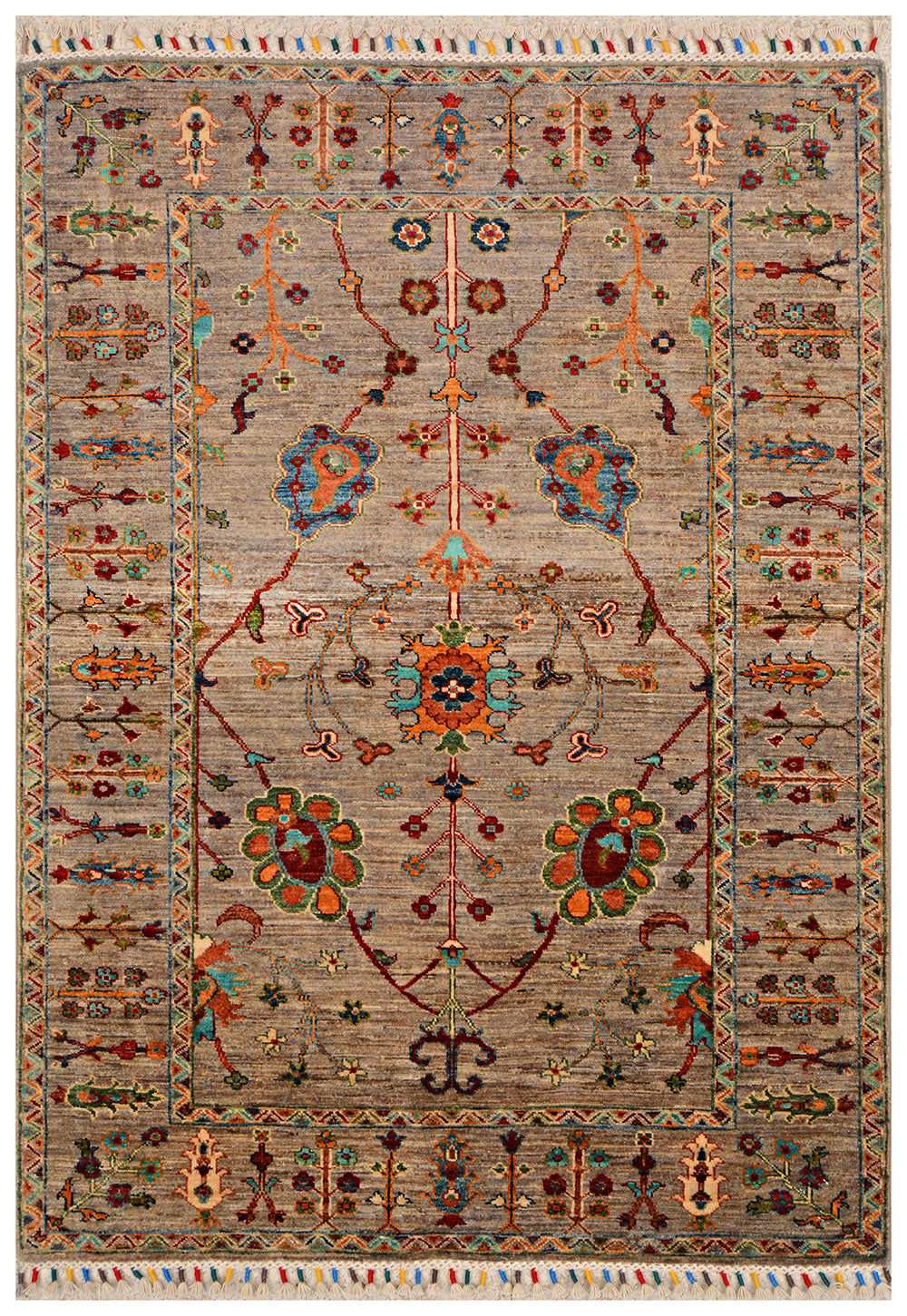 Afghan Kazak Rug 4' 2 x 5' 10 Hand-Knotted