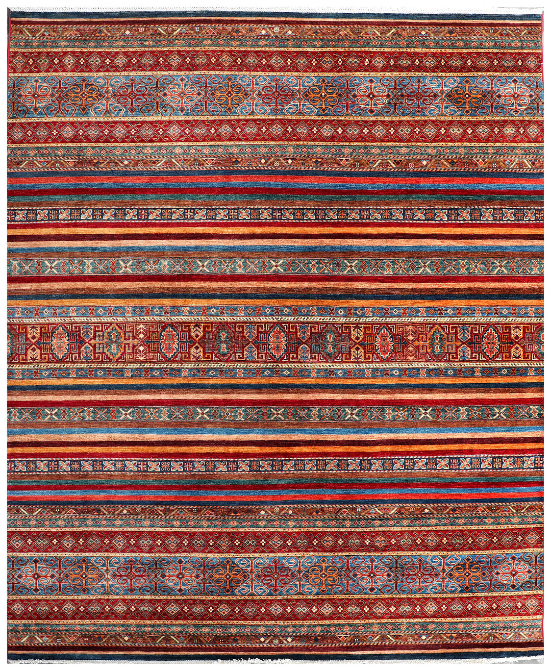 Afghan Kazak Rug 8'3" x 10'1" Hand-Knotted