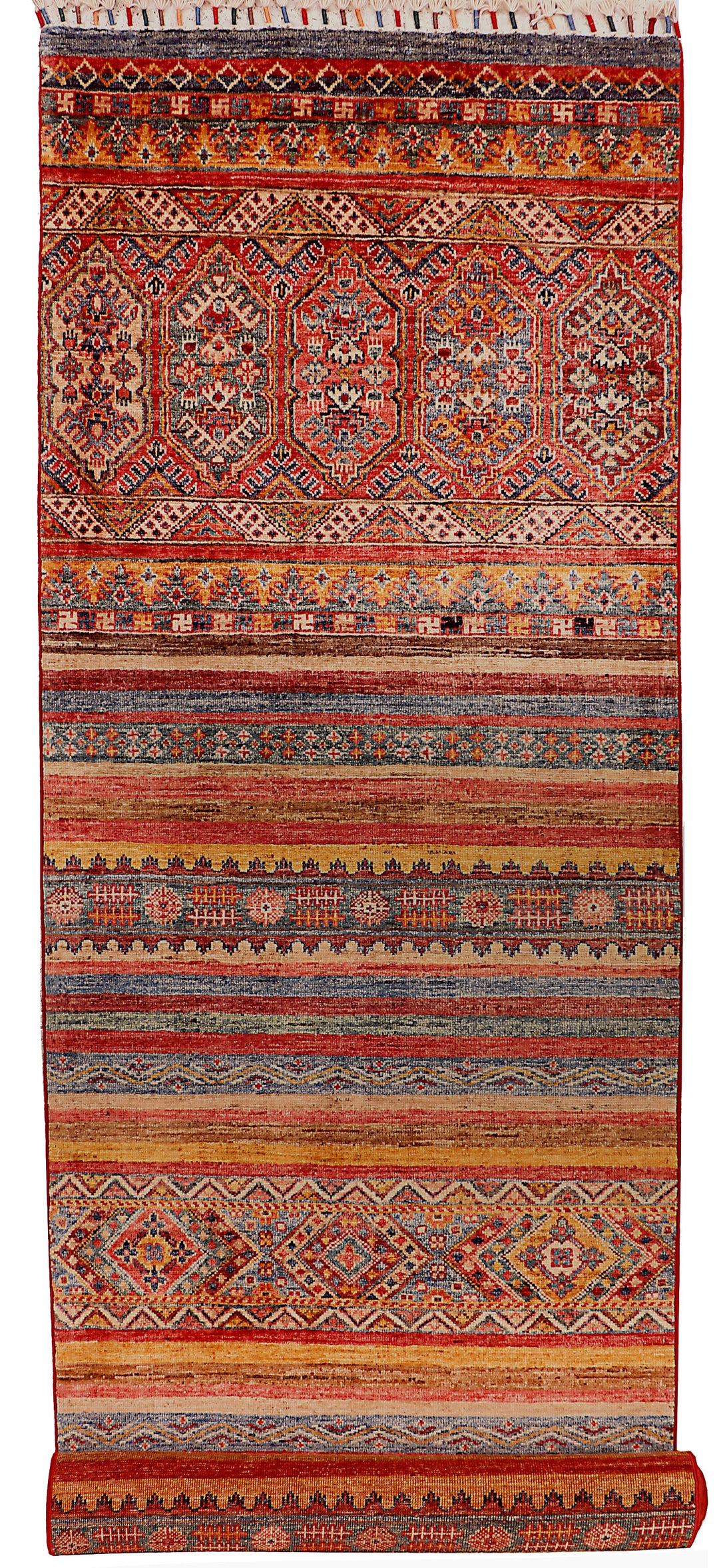 Afghan Kazak Rug 2' 9 x 9' 11 Hand-Knotted