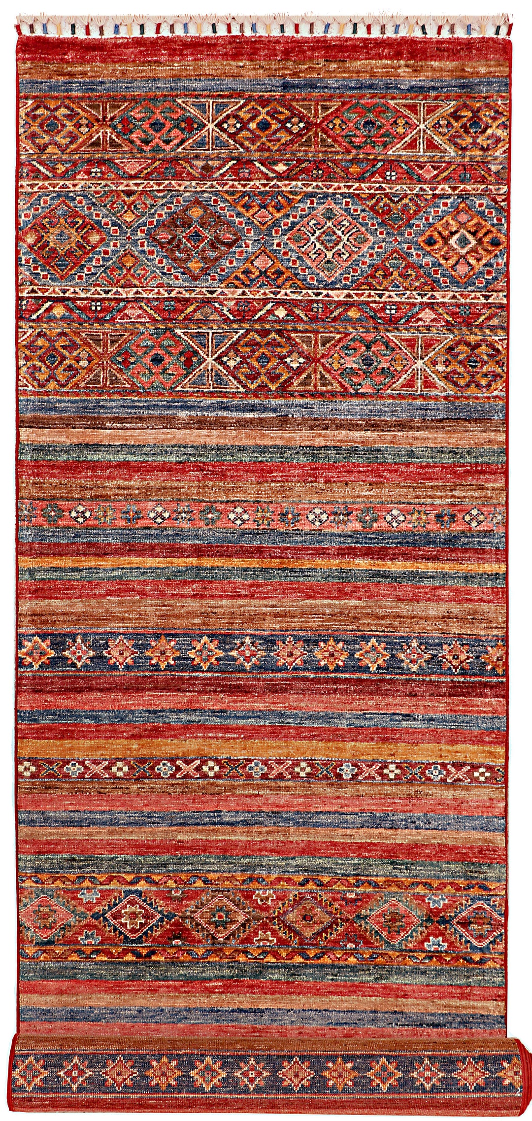 Afghan Kazak Rug 2' 9 x 9' 9 Hand-Knotted