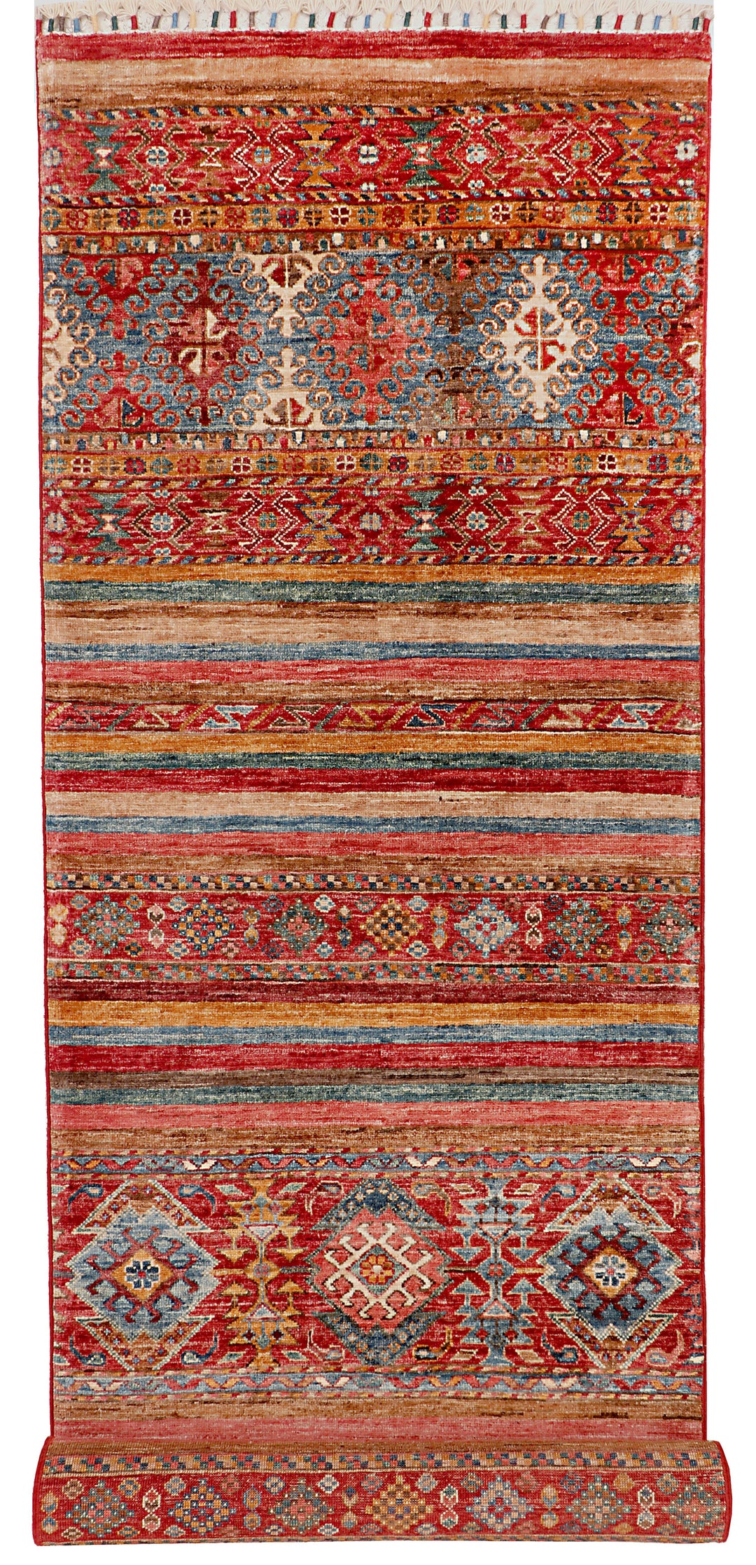 Afghan Kazak Rug 2' 9" x 10' 2" Hand-Knotted