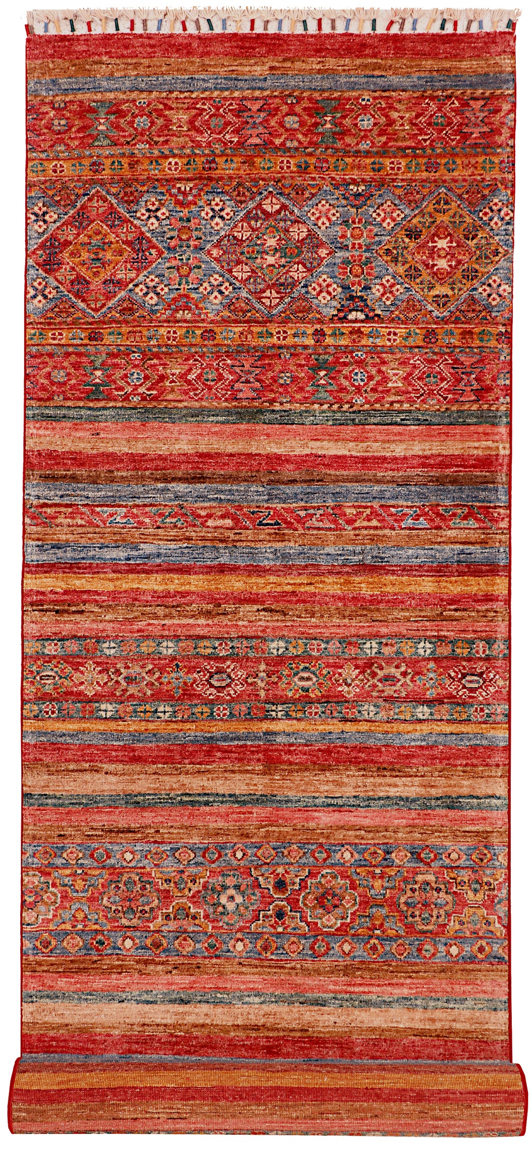 Afghan Kazak Rug 2' 9 x 9' 9 Hand-Knotted