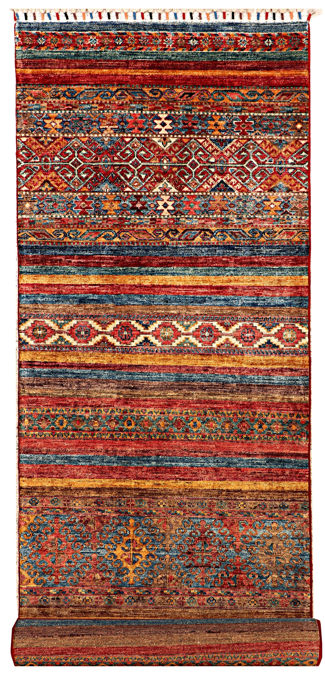 Afghan Kazak Rug 2' 8" x 9' 9" Hand-Knotted