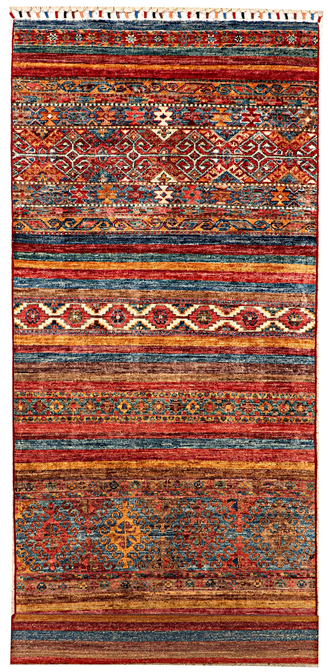 Afghan Kazak Rug 2' 8" x 9' 9" Hand-Knotted