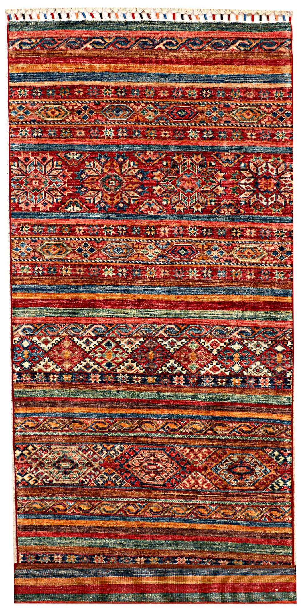 Afghan Kazak Rug 2' 9 x 9' 9 Hand-Knotted