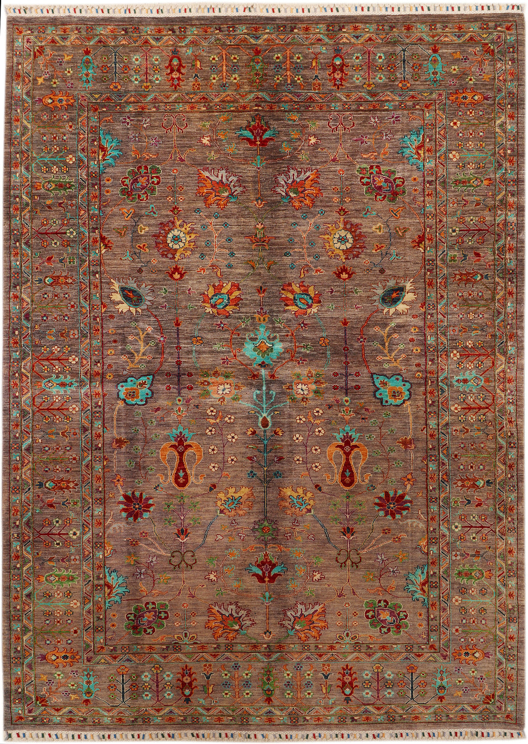 Afghan Sultani Oriental Rug 7' x 9' 10" Hand-Knotted