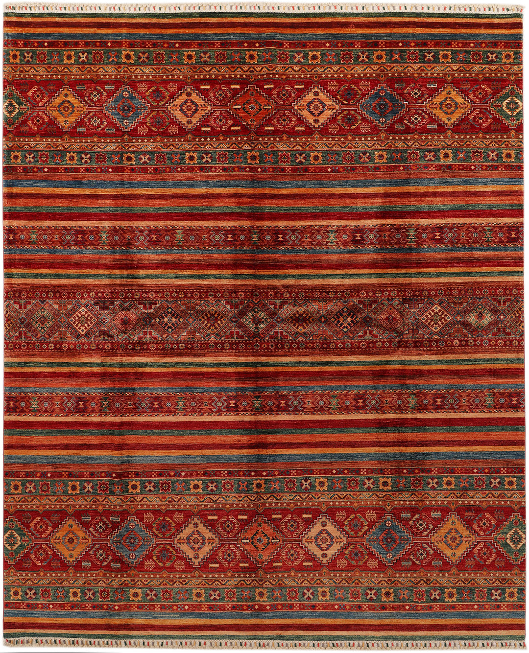 Afghan Kazak Rug 8' 4 x 10' 2 Hand-Knotted