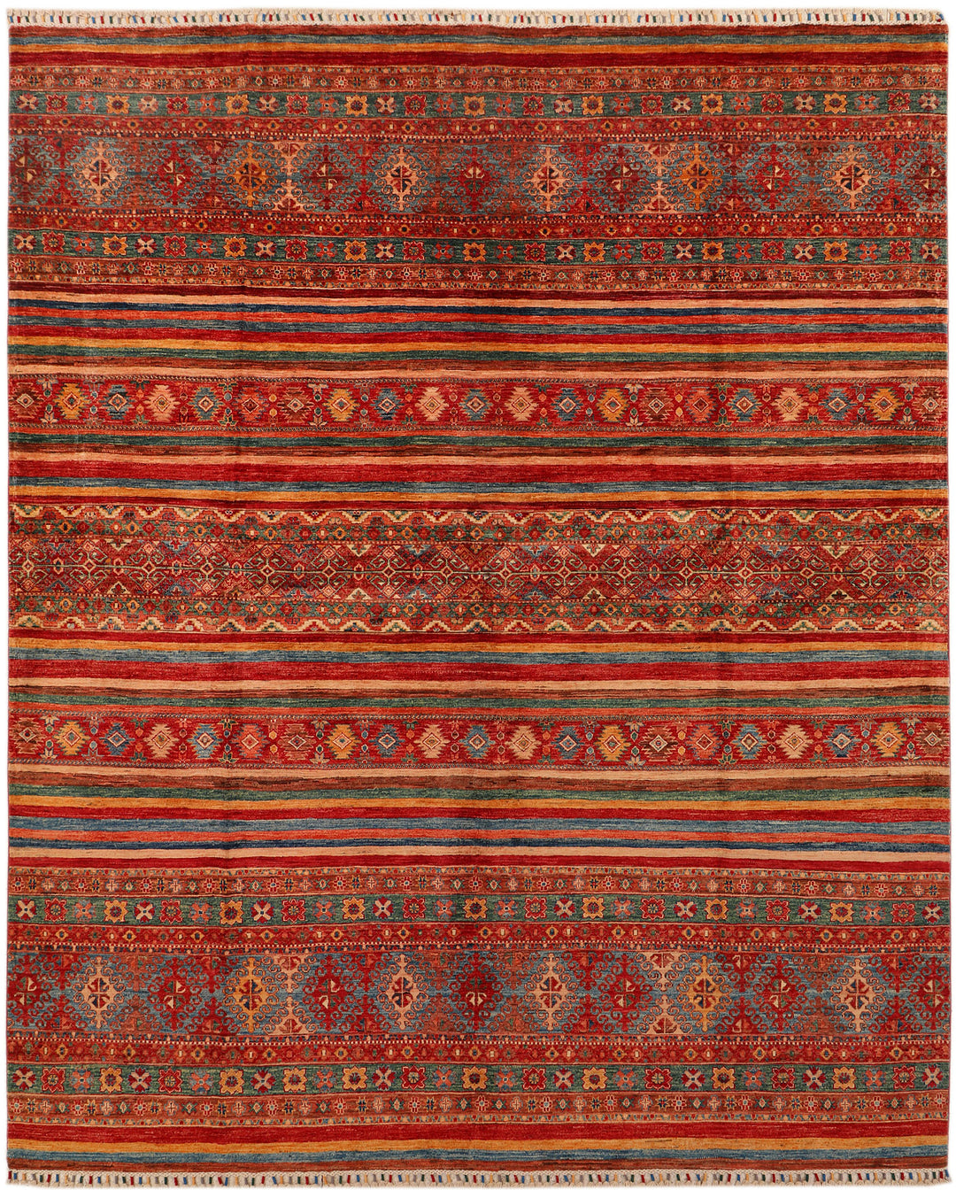Afghan Kazak Rug 8' 4 x 10' Hand-Knotted
