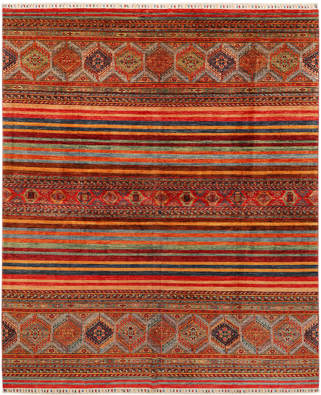 Afghan Kazak Rug 8' 4 x 10' Hand-Knotted